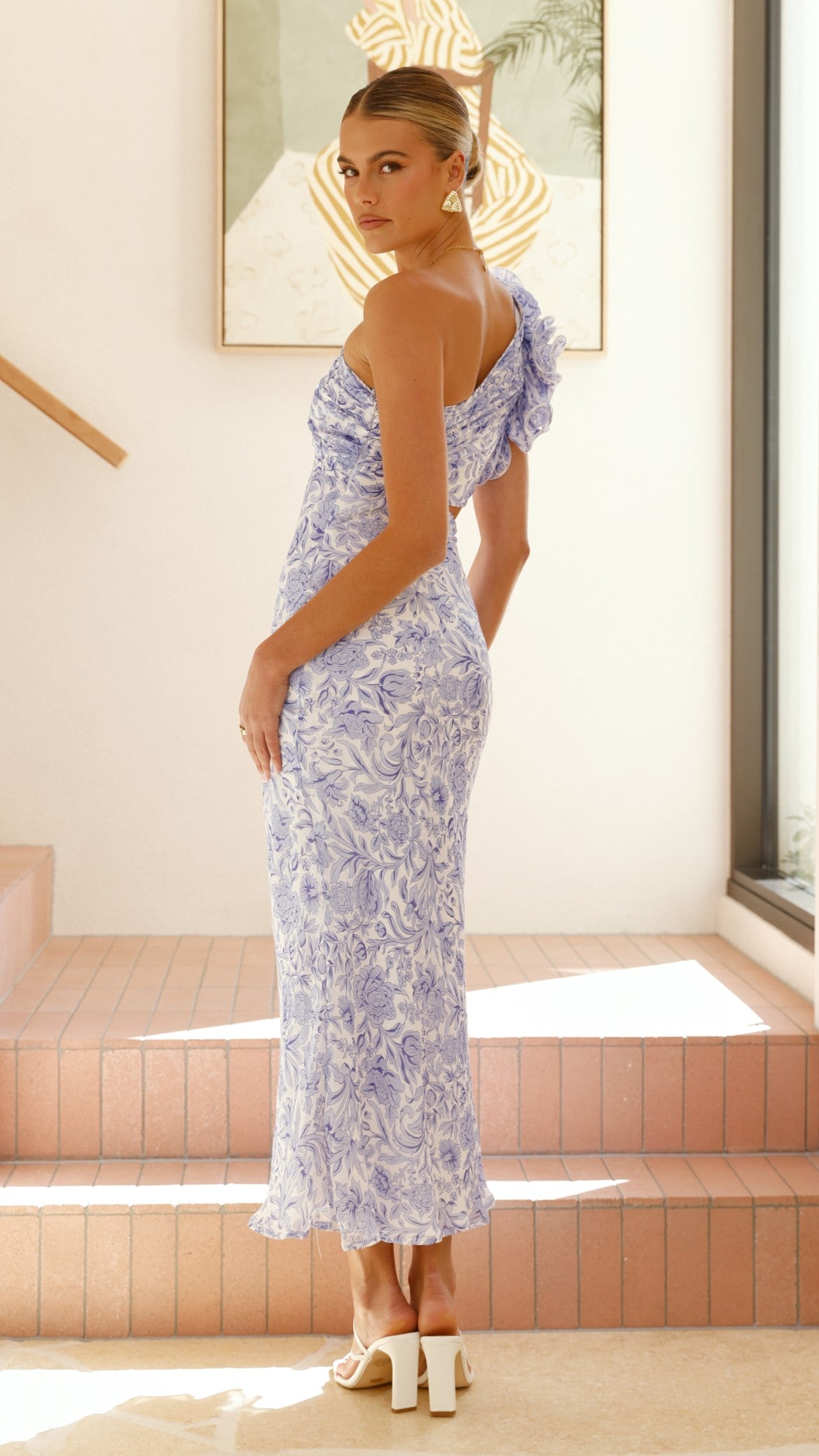 Amina Maxi Dress - Blue Floral Summer Dress for Women | Beach Wedding, Vacation & Party Wear