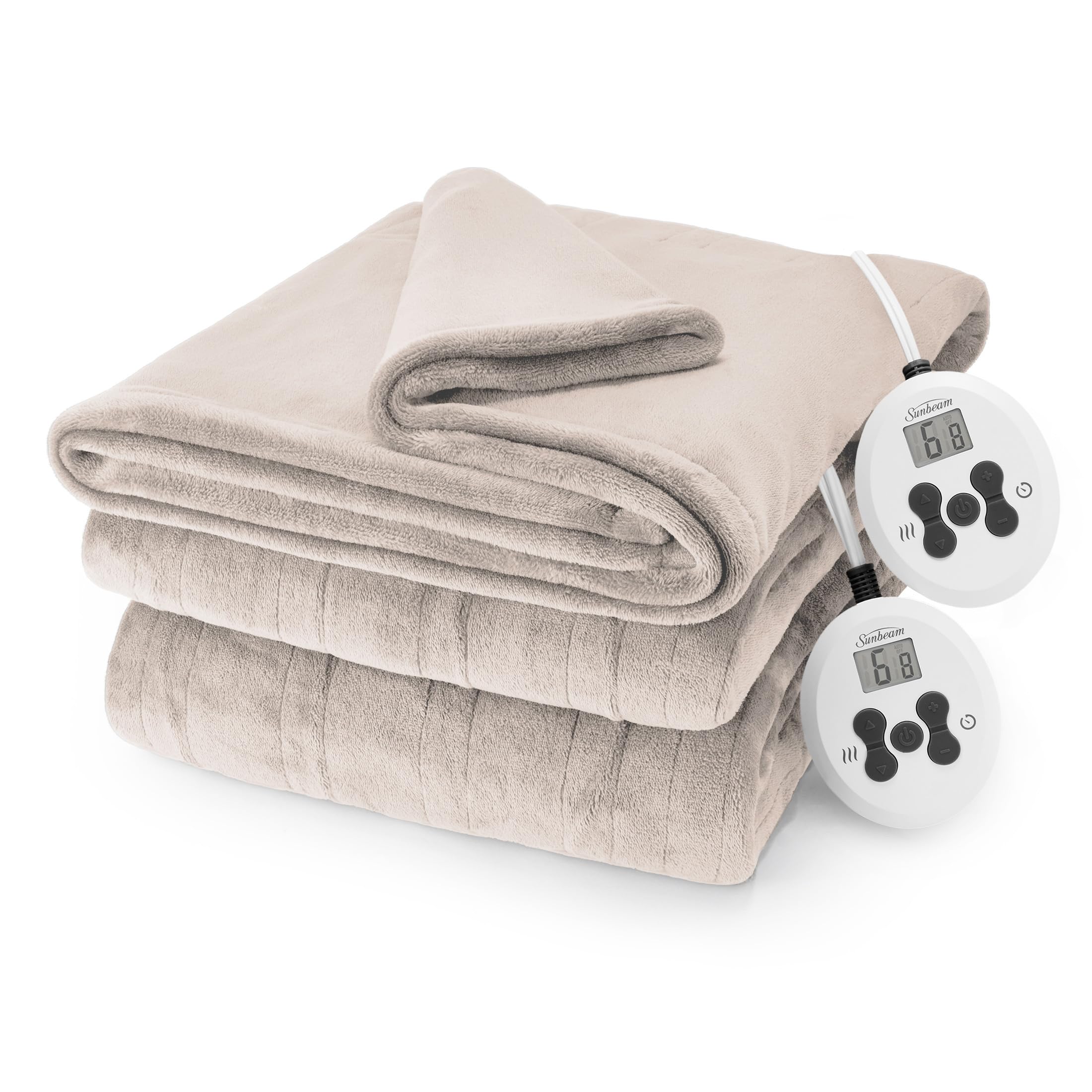 Sunbeam Royal Posh Champagne Heated Blanket King Size - Electric Warming Blanket with Auto Shut-Off, Ultra Soft Fleece for Winter, Perfect for Bed, Couch & Office Use