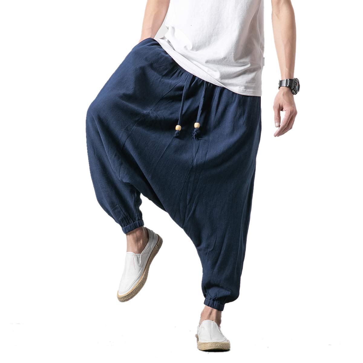 Seidarise Men's Harem Pants - Drop Crotch Lounge Pants, Plus Size Genie Yoga Joggers for Comfortable Workout & Relaxation at Home