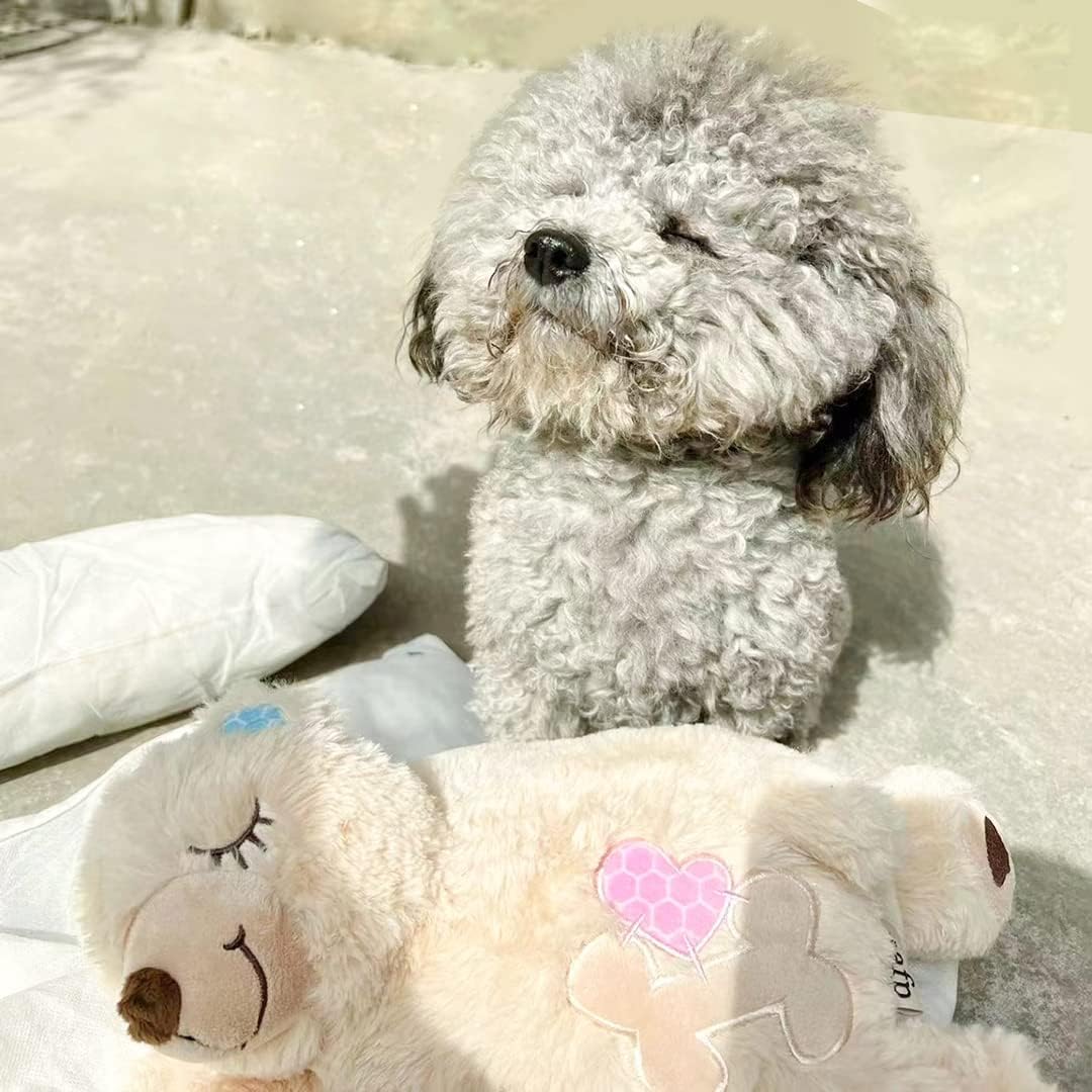 ALL FOR PAWS Puppy Soothing Toy with Heartbeat - Warm Stuffed Animal Plush Bear for Dog Anxiety Relief & Crate Training - Perfect Sleep Aid for Puppies & Anxious Dogs