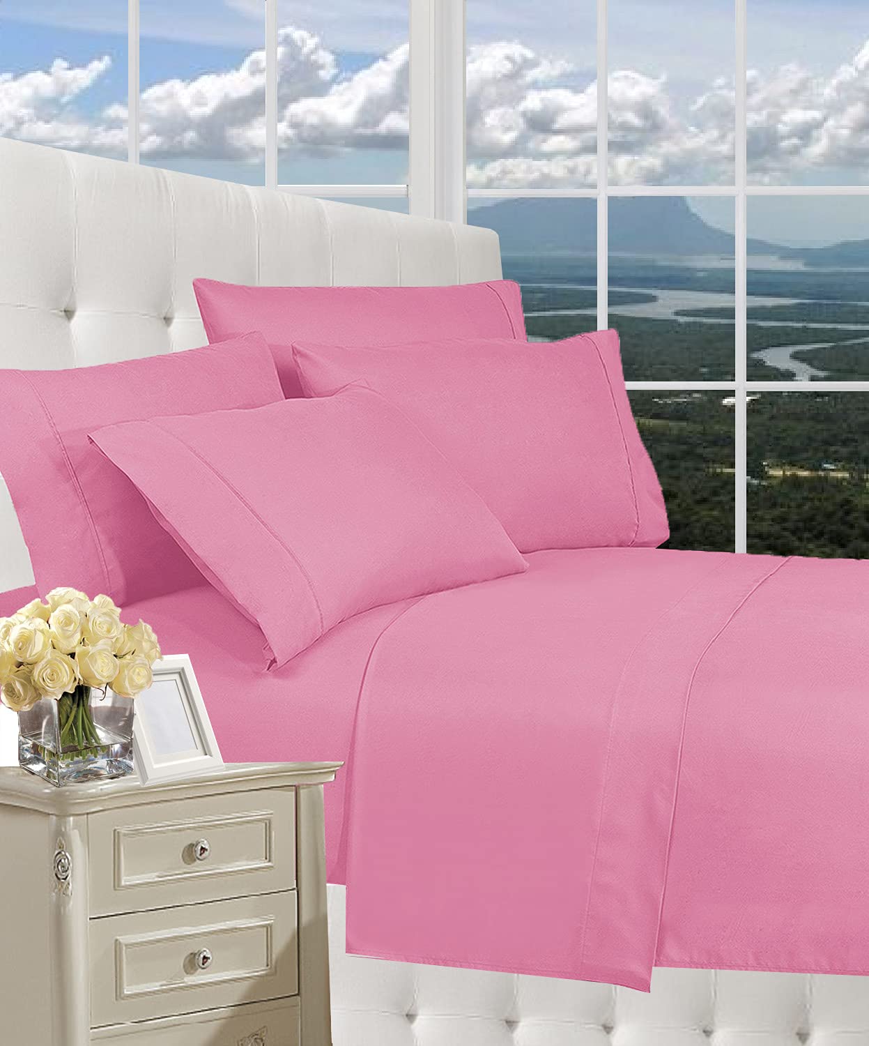 1800 Thread Count Luxury Hotel Quality 3-Piece Bed Sheet Set - Twin Size, Light Pink, Deep Pocket, Wrinkle Free - Perfect for Guest Rooms, Dorms & Cozy Bedrooms