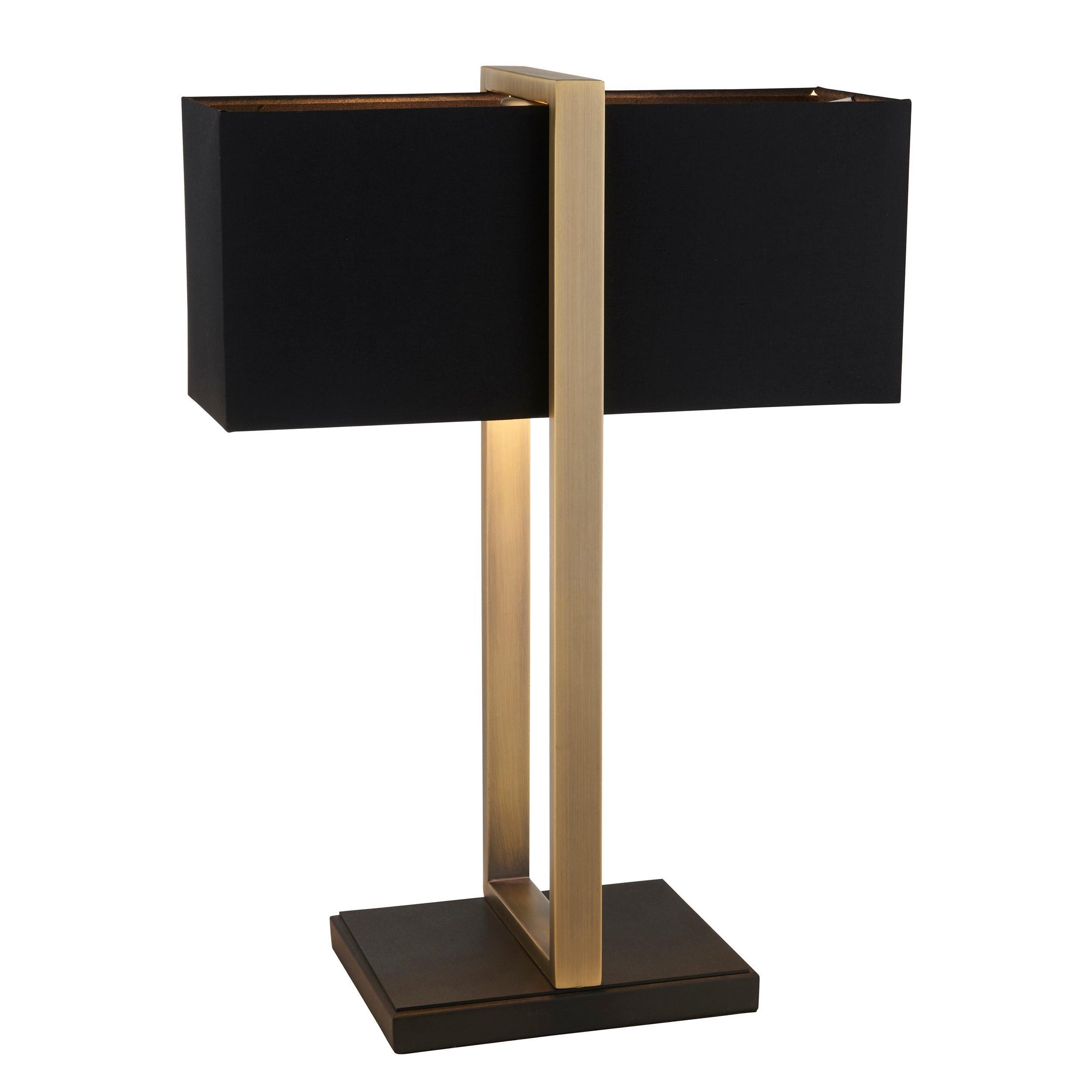 Vintage Brass Table Lamp with Black Base & Black Linen Shade - Perfect for Living Room, Bedroom, or Office Decor