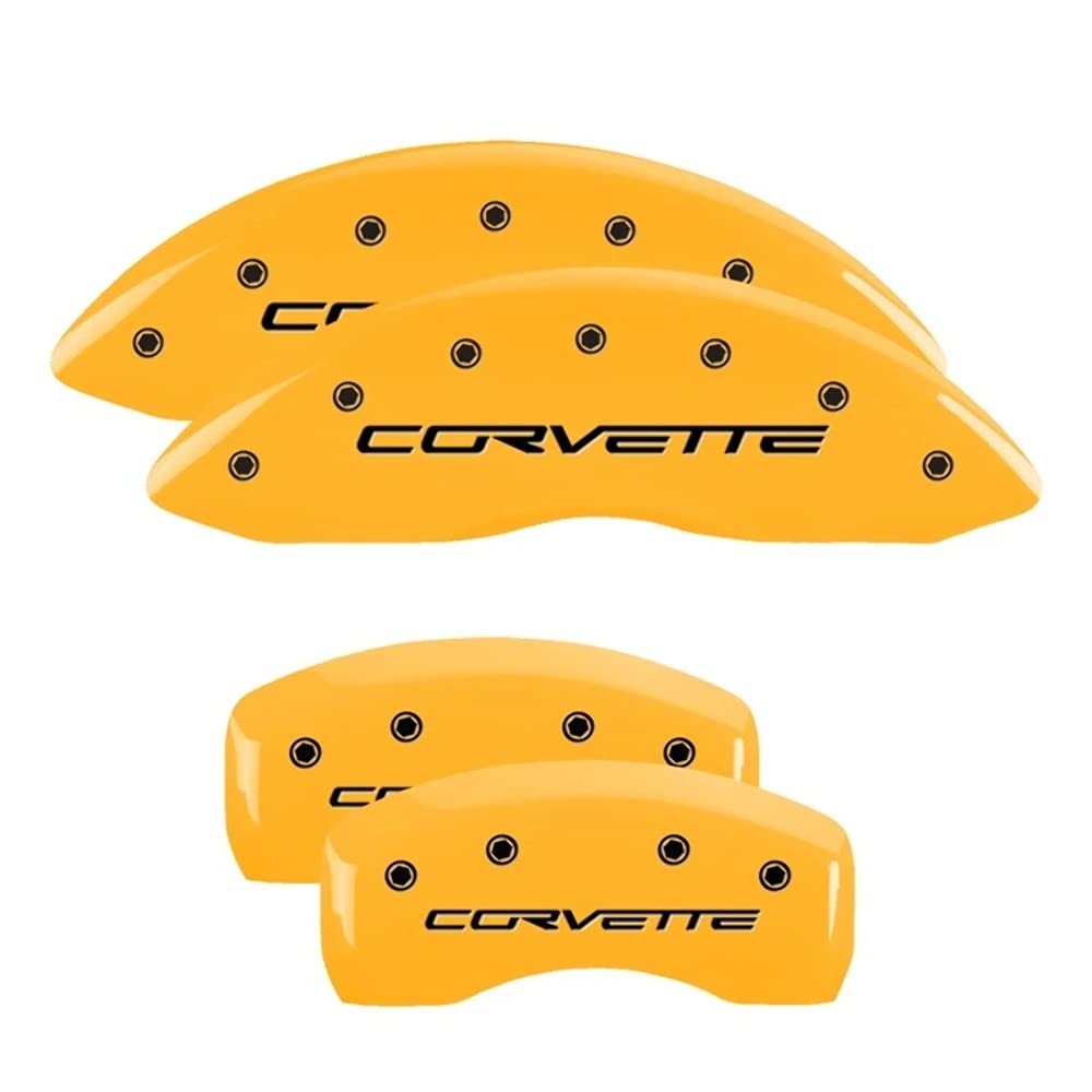 High-Performance MGP Brake Caliper Covers for 2005-2013 Chevrolet Corvette C6 (Including Z51 Package) - Front & Rear Set in Vibrant Yellow - Enhance Your Sports Car's Aesthetics for Racing & Car Shows