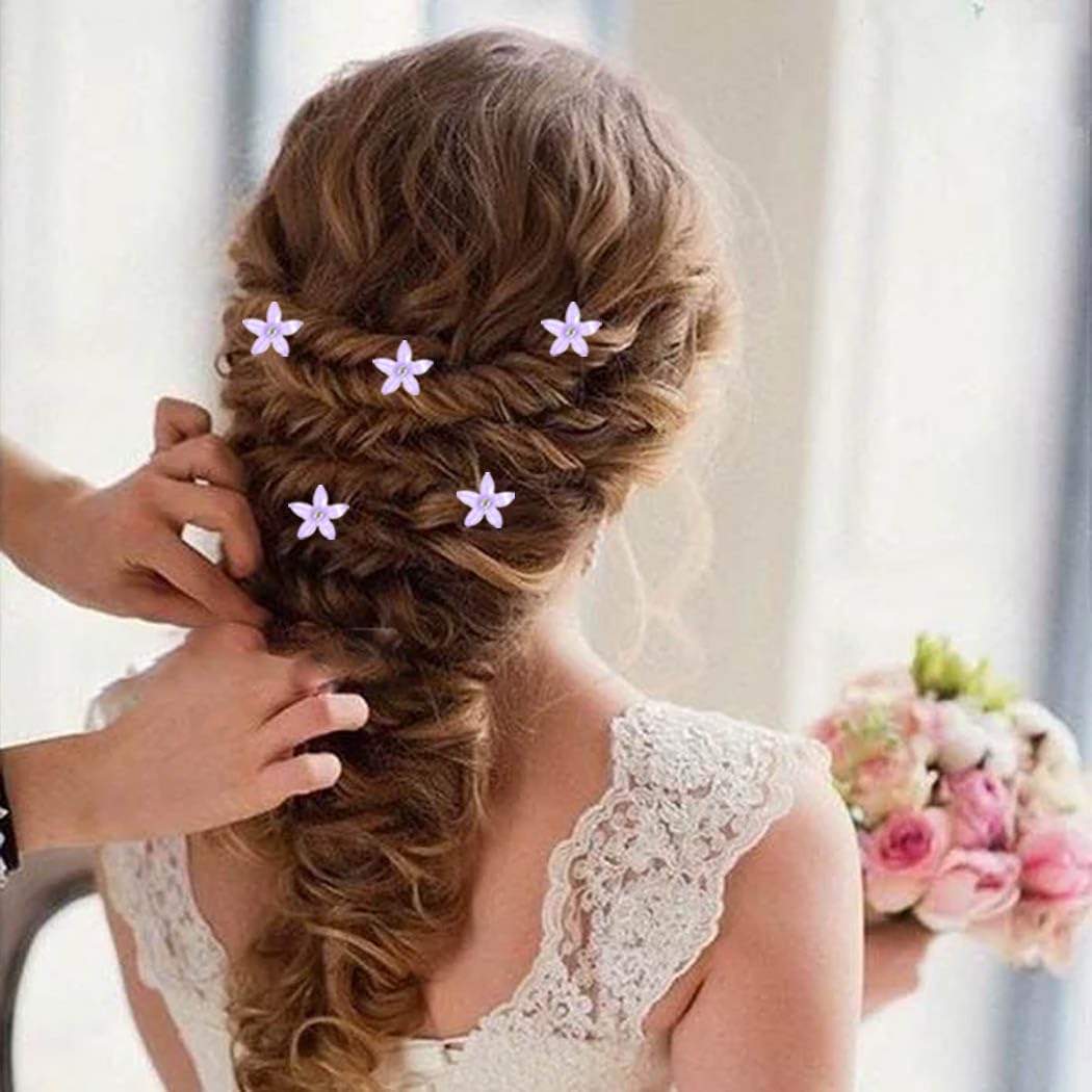 BARTOSI Small Purple Flower Hair Clips - 5 Pack Floral Hair Barrettes for Women & Girls | Perfect for Weddings, Parties & Everyday Hair Accessories