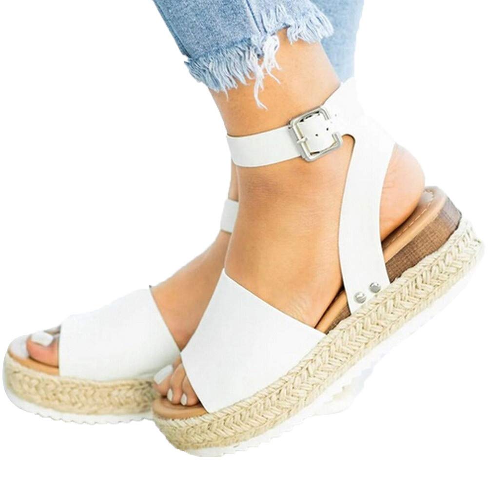 **Gibobby Women's Wide Width Platform Sandals - Casual Summer Flatform Ankle Strap Open Toe Sandals with Buckle | Perfect for Beach, Vacation & Everyday Wear**