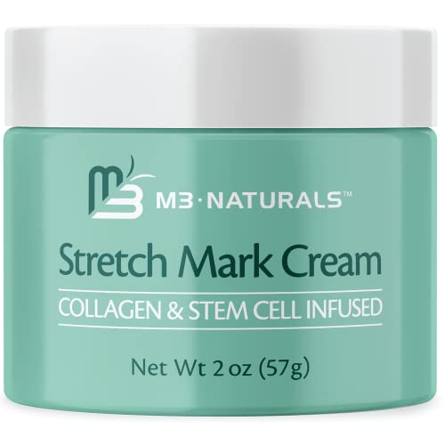 M3 Naturals Stretch Mark Cream with Collagen & Stem Cell - Maternity Skincare Oil for Stretch Mark Prevention & Scar Removal - Infused with Green Tea Extract & Raspberry Ketones - Perfect for Pregnancy & Postpartum Care