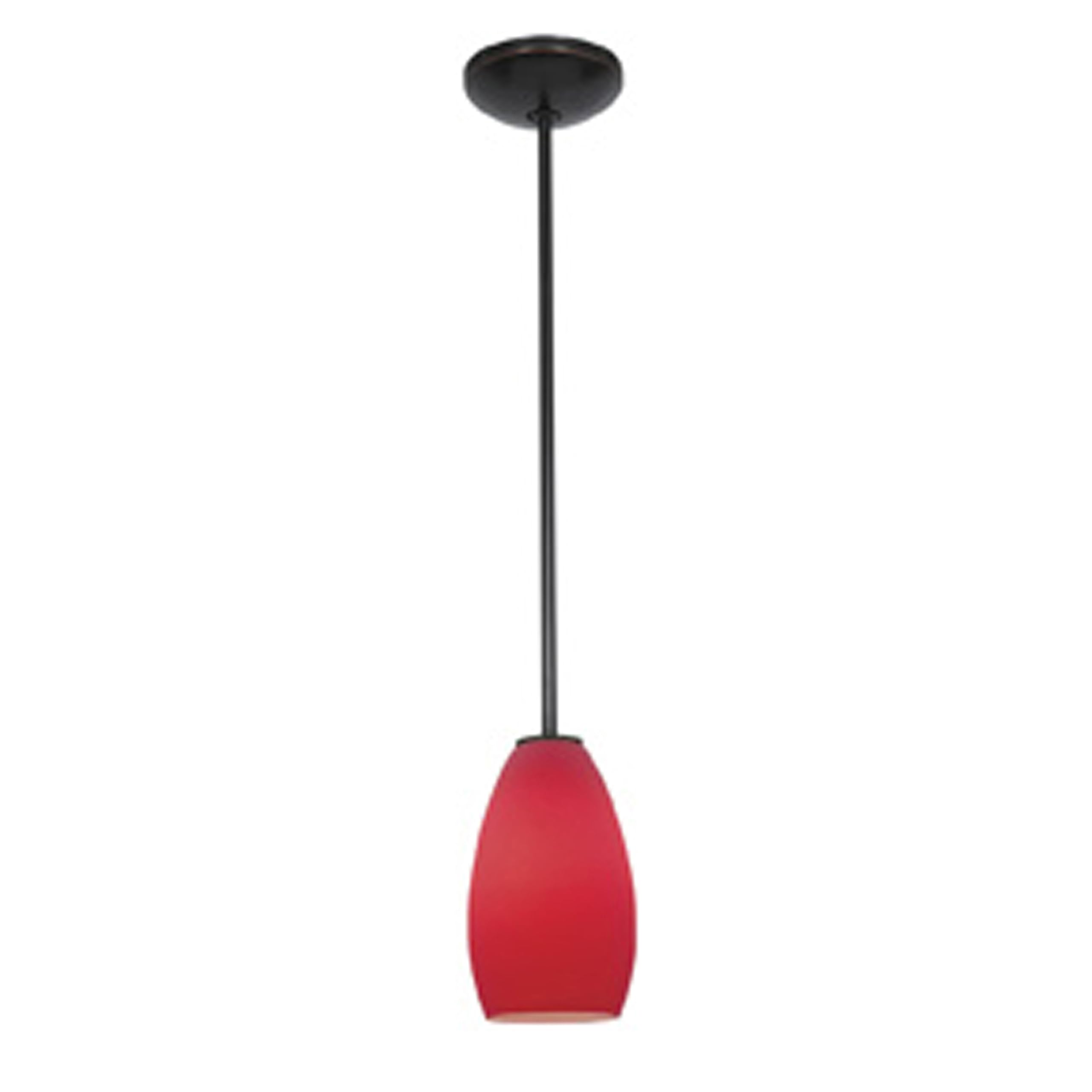 Elegant Champagne Glass Pendant Light Fixture - 1-Light Oil Rubbed Bronze Ceiling Pendant with Red Glass Shade & Adjustable Rods - Perfect for Dining Room, Kitchen Island or Bar Lighting