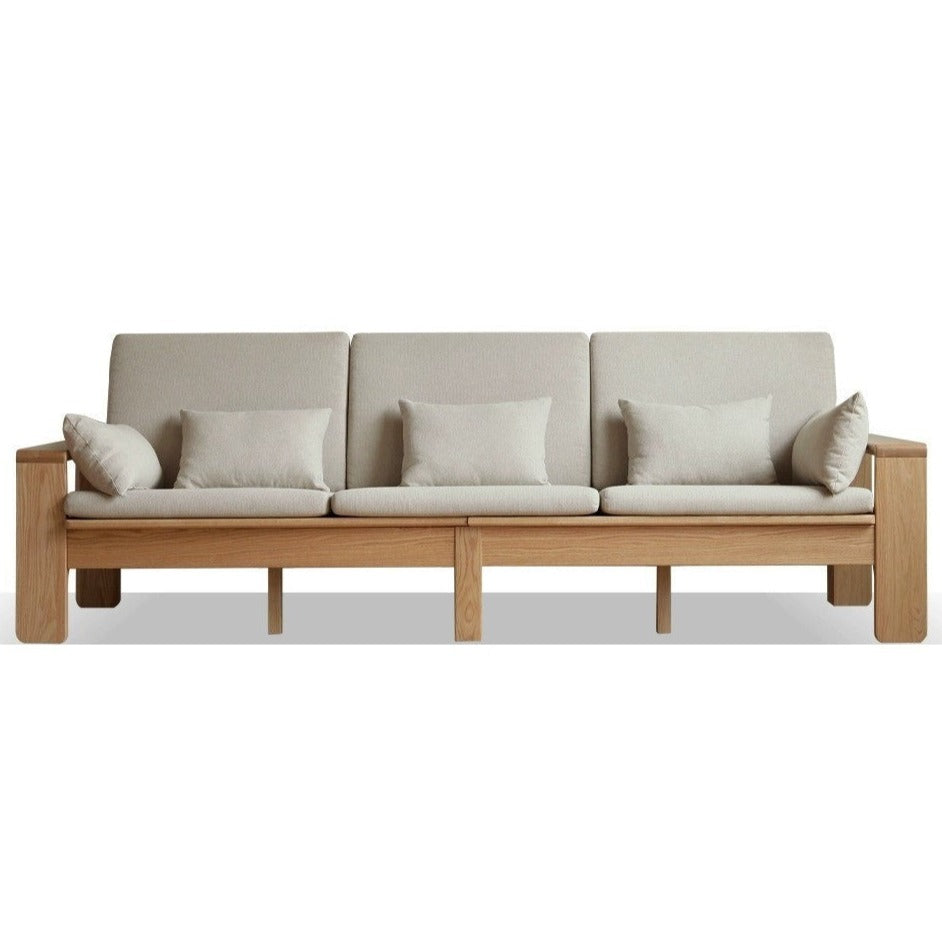 Modern Nordic Fabric Sofa - Solid Oak Wood Frame - Stylish & Durable Living Room Furniture for Small Spaces & Apartments