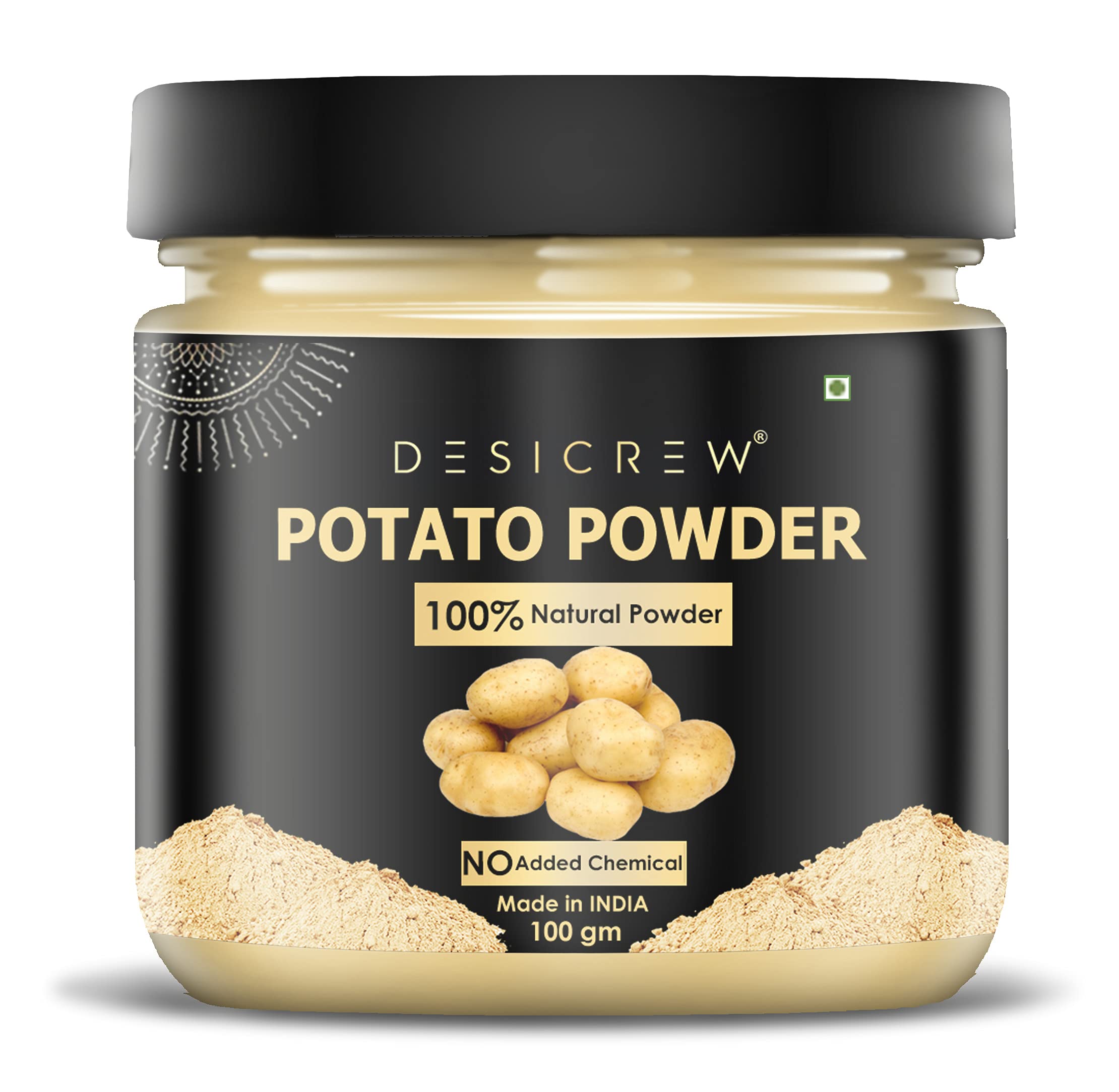 DESICREW Pure & Natural Potato Powder for Skin Brightening, Anti-Aging, Blackhead Removal & Acne Treatment - 100gm Deep Cleansing Face Mask for Glowing Skin | Perfect for Daily Skincare & Spa Treatments