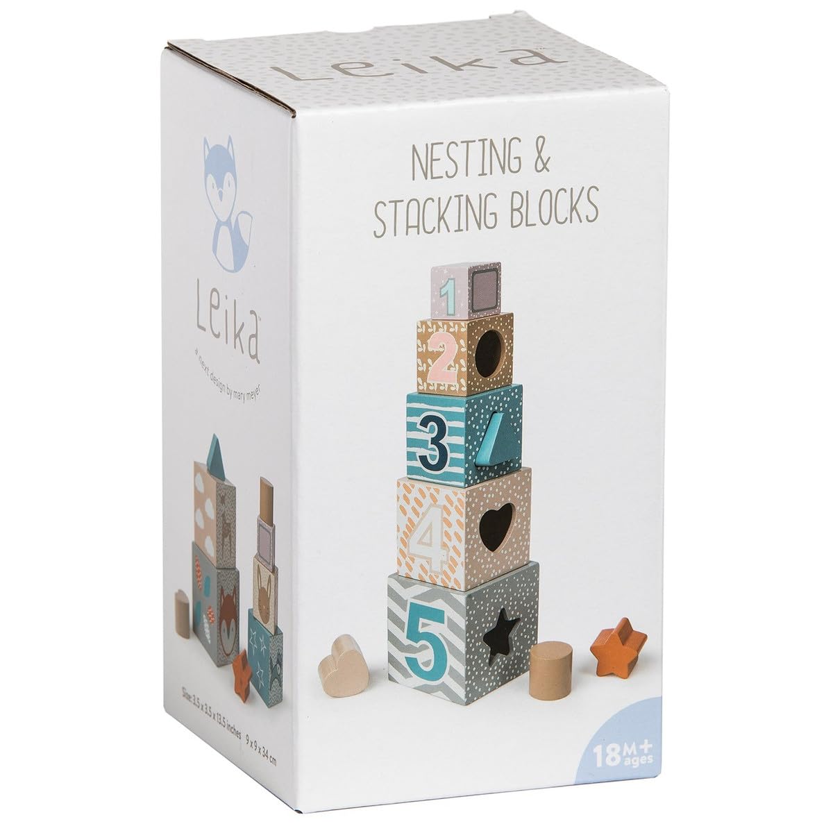 Mary Meyer Leika Wooden Nesting & Stacking Blocks - Montessori Educational Toys for Toddlers 18+ Months - Woodland Animal Theme (3.5 x 13.5 Inches) - Perfect for Preschool Learning & Birthday Gifts - Great for Early Childhood Development & Sensory Play