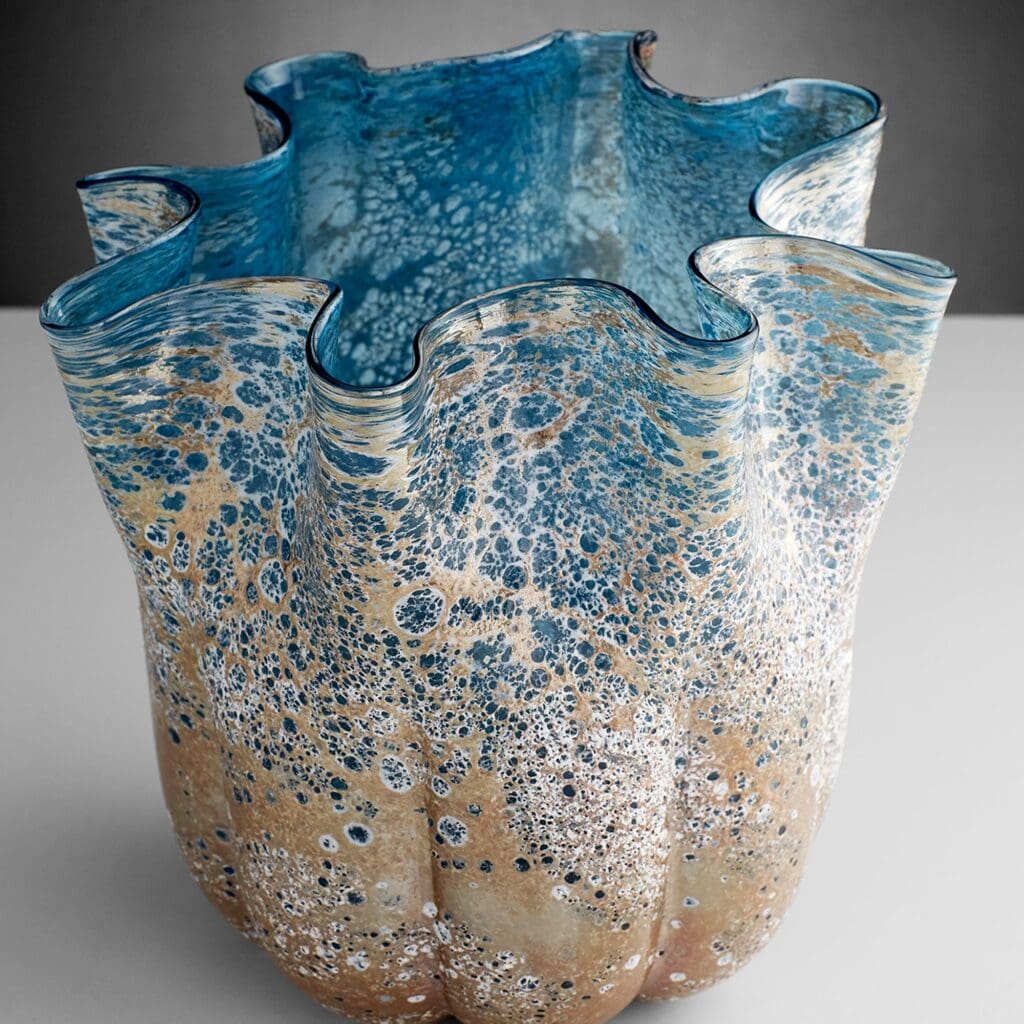 Cyan Design 10878 Meduse Vase - Blue Ceramic Vase for Home Decor, Medium Size, Perfect for Living Room, Dining Table, or Wedding Centerpiece