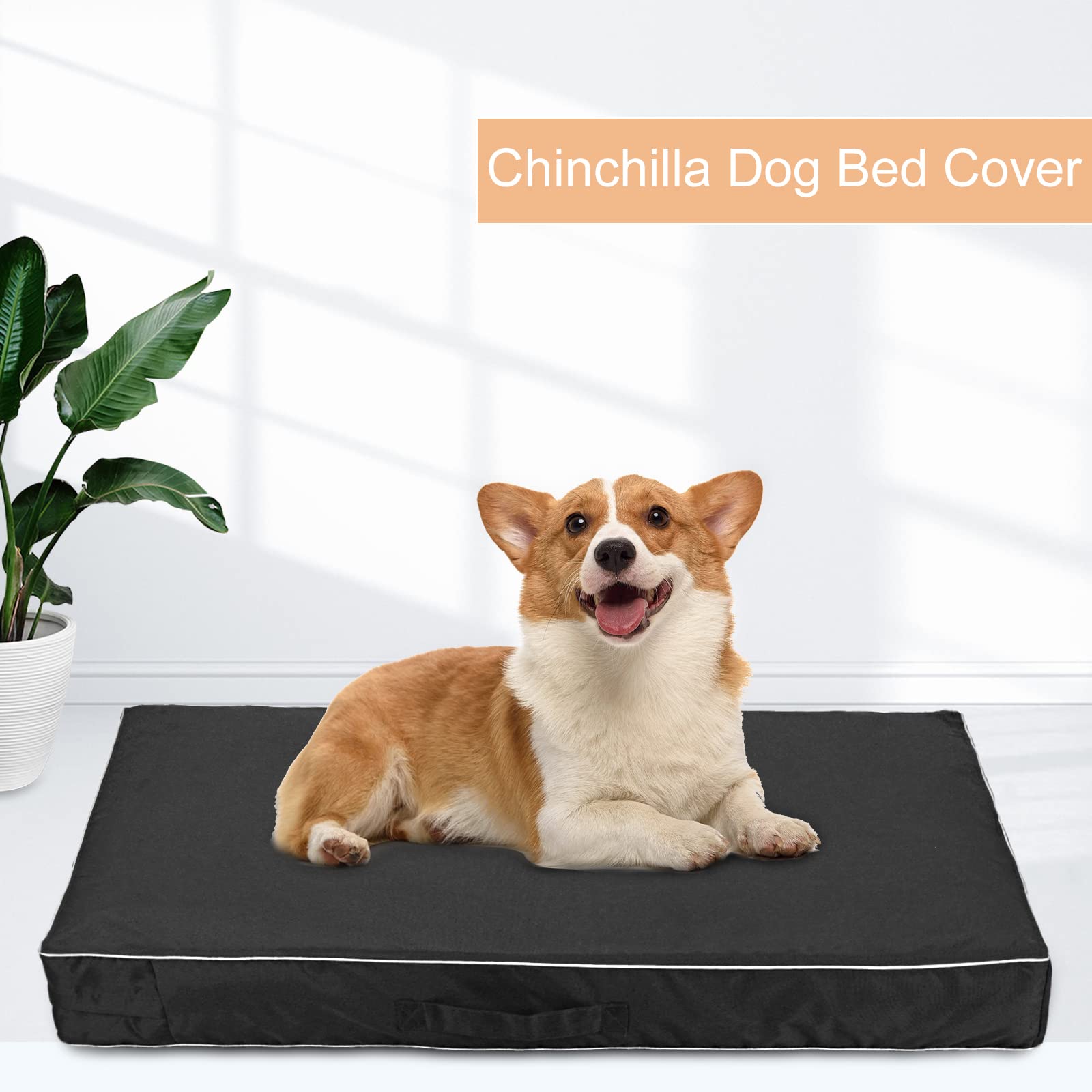Waterproof Heavy Duty Washable Dog Bed Cover with Zipper Opening - Universal Replacement Cover for Chinchilla & Other Dog Beds (X-Large, Black) - Perfect for Indoor/Outdoor Use, Kennels & Pet Sofas