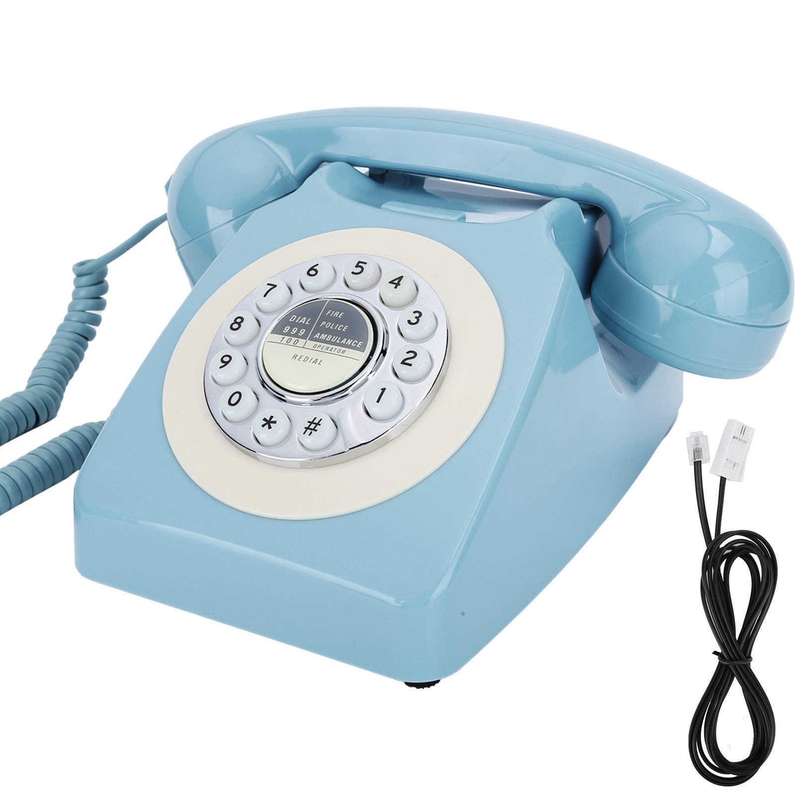Vintage Rotary Dial Desk Telephone - CT-N8019 Single Line Corded Landline Phone with FSK/DTMF Dual System for Home & Office | Retro Phone for Classic Décor, Emergency Backup & Nostalgic Gifting
