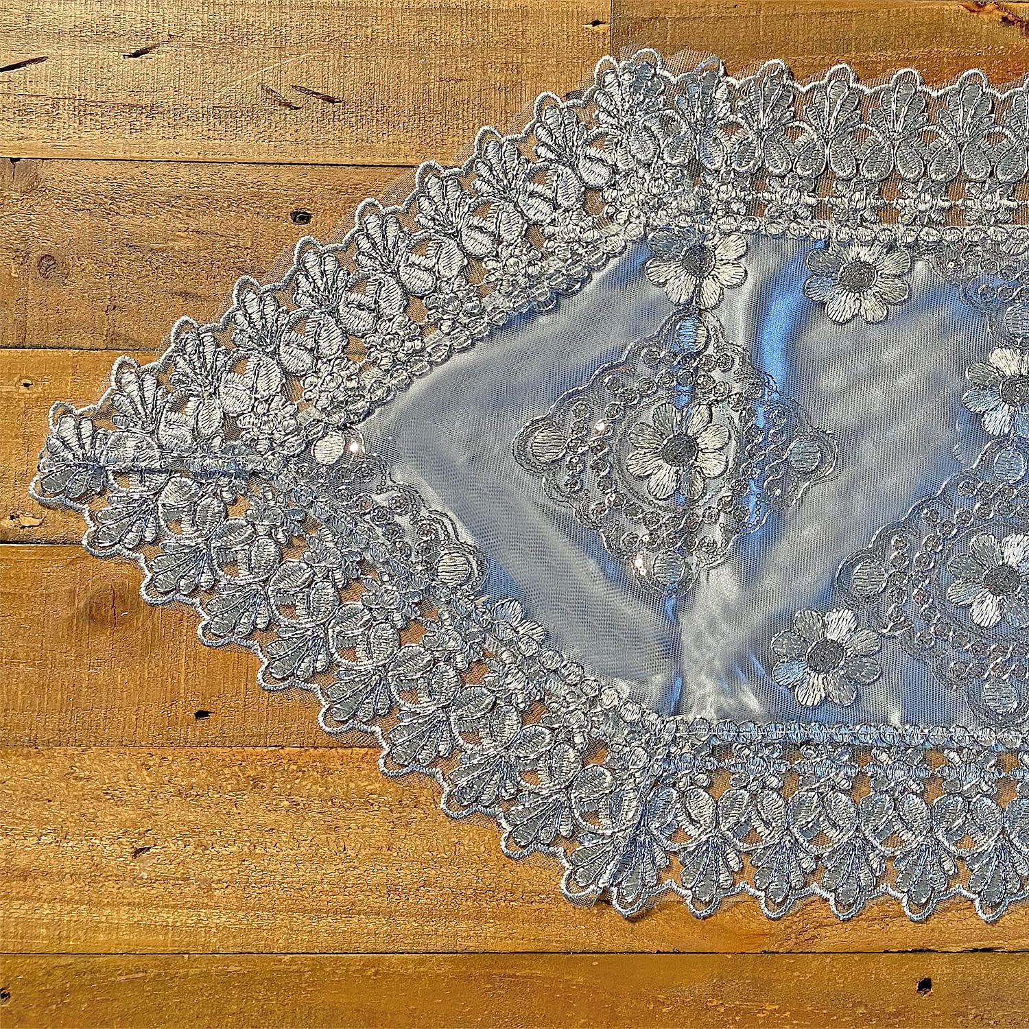 72 Inch Grey Farmhouse Table Runner - Embroidered Boho Style Polyester Dining Table Decor for Kitchen, Wedding, Birthday | Rustic Lace Tablecloth for Home Decor & Special Occasion Gifts