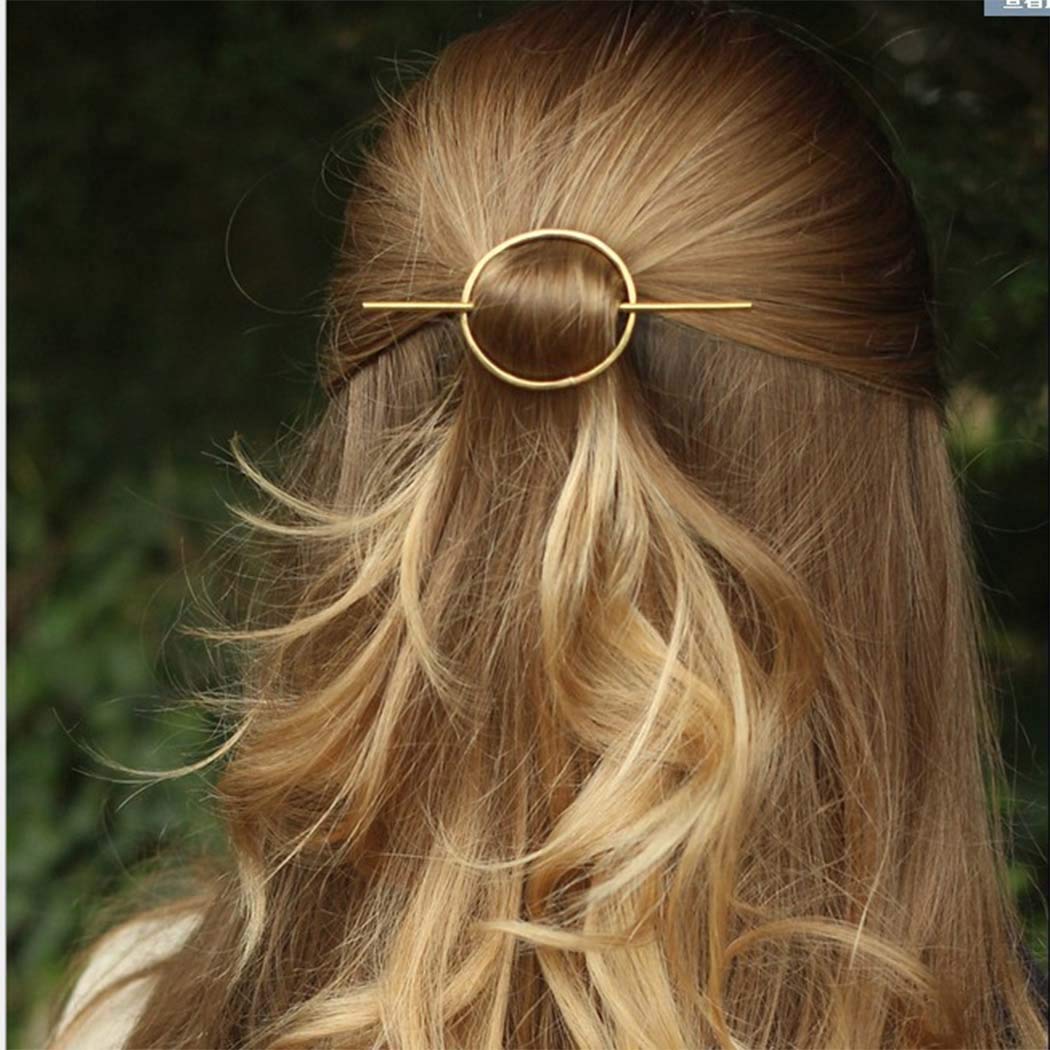 Dreamyn Round Hair Clips for Women - Hollow Circle Hair Barrettes, Geometric Hairpins, Minimalist Hair Accessories & Jewelry (Gold) | Perfect for Office, Wedding, Party & Everyday Use