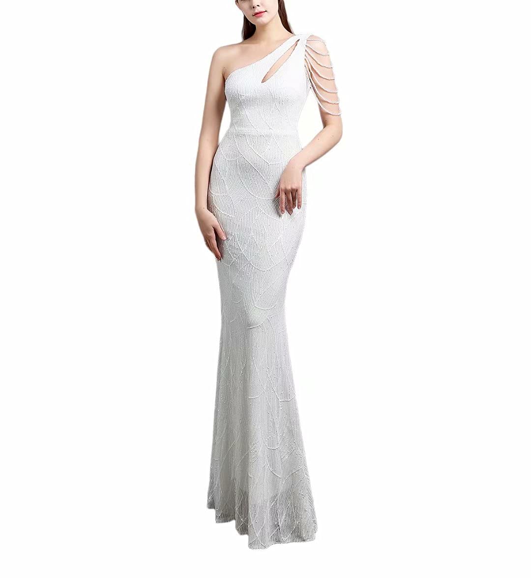 Mordarli 2023 One Shoulder Sequin Prom Dress with Slit - Long Formal Evening Gown Mermaid Style for Homecoming, Wedding, Party & Special Occasions