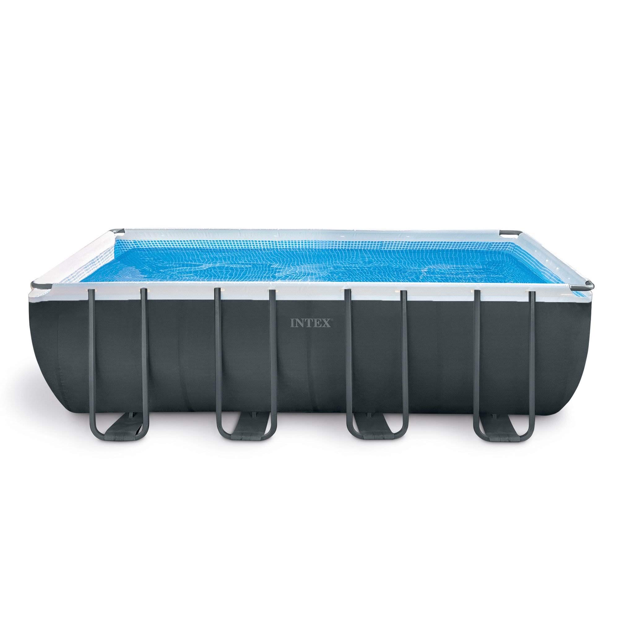 Intex Ultra XTR Rectangular Frame Above Ground Swimming Pool Set with Floating Recliner Lounger & Mega Chill II Inflatable Beverage Cooler - Perfect for Backyard Summer Parties, Family Gatherings and Outdoor Relaxation