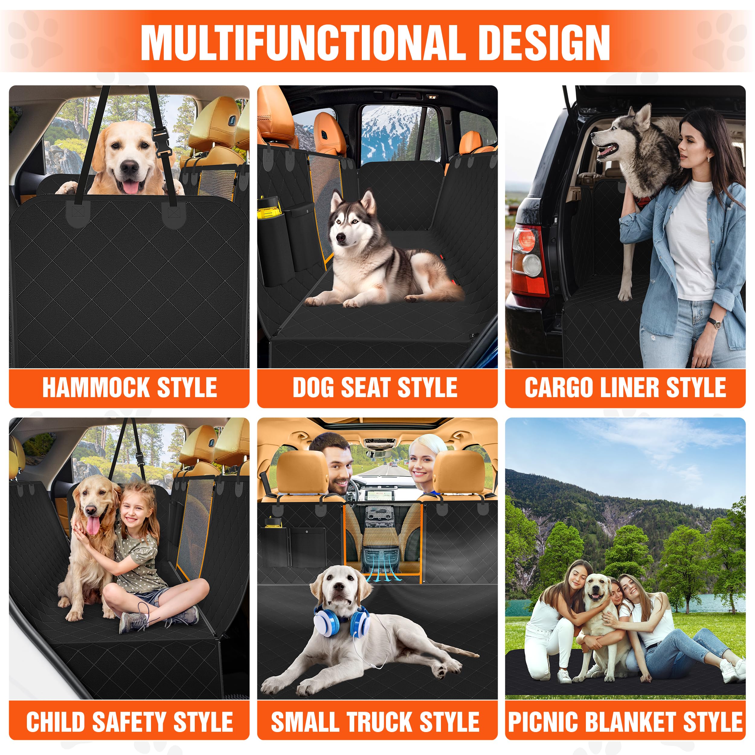 600D Heavy Duty Waterproof Dog Car Seat Cover - Nonslip Pet Seat Protector with Zipper Design & Mesh Window - Universal Fit for SUVs, Sedans & Trucks - Perfect for Travel, Daily Commutes & Outdoor Adventures