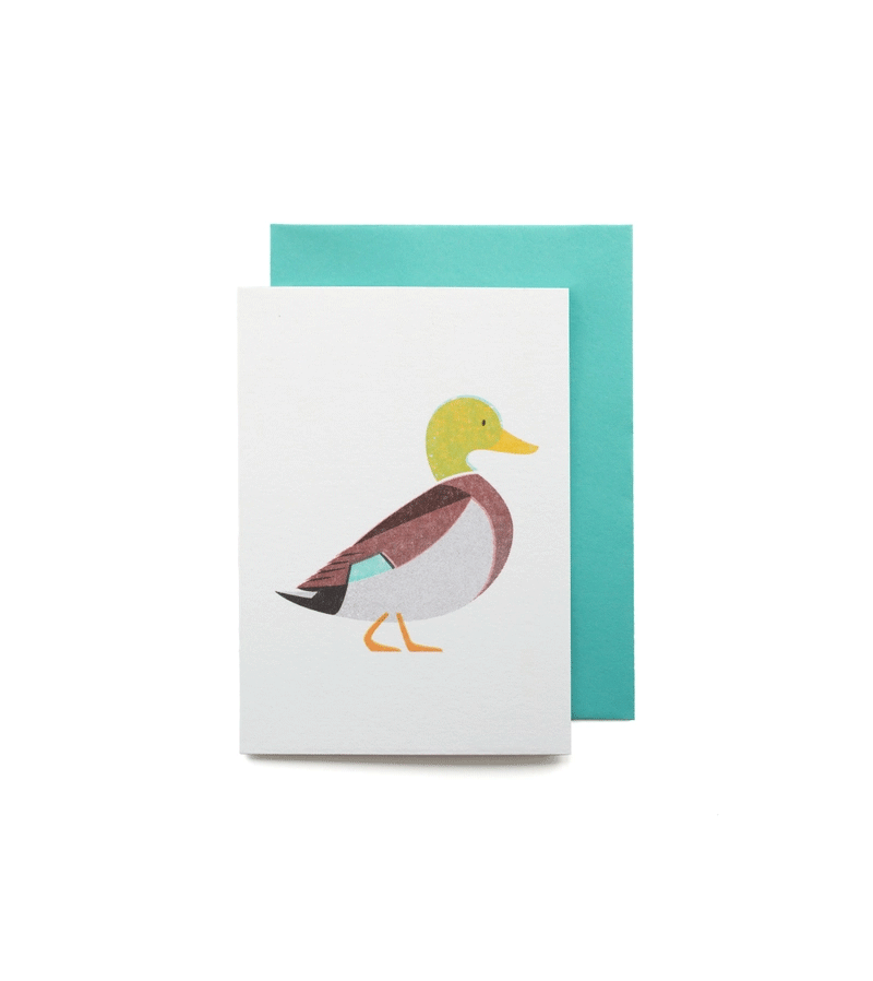 Bobbie Print Mallard Duck Mini Greeting Card - Perfect for Birthdays, Thank You Notes & Special Occasions