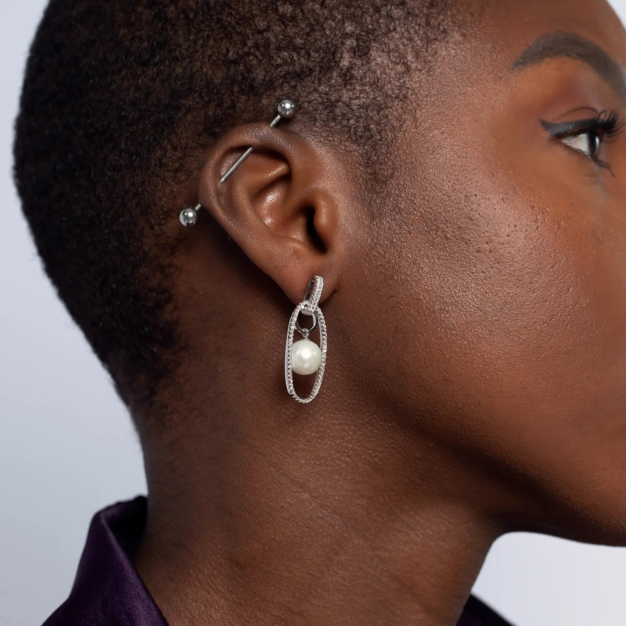 Elegant Ellipse Pearl Earrings for Women - 14K Gold Plated Freshwater Pearl Dangle Earrings - Perfect for Weddings, Parties & Special Occasions