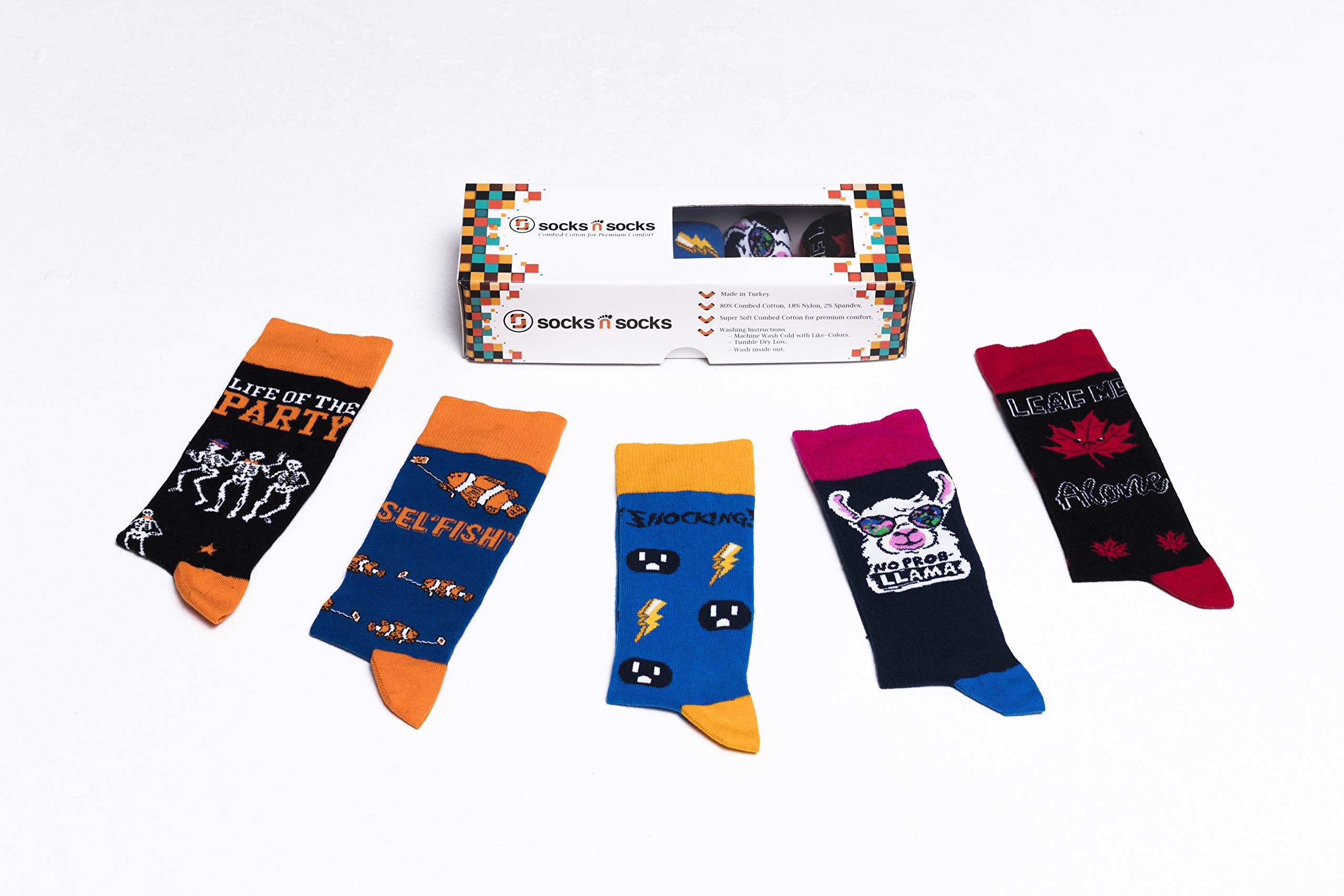 **5-Pack Men's Colorful Cotton Novelty Dress Socks - Luxury Gift Box for Casual & Formal Wear - Perfect for Office, Parties & Gifting**