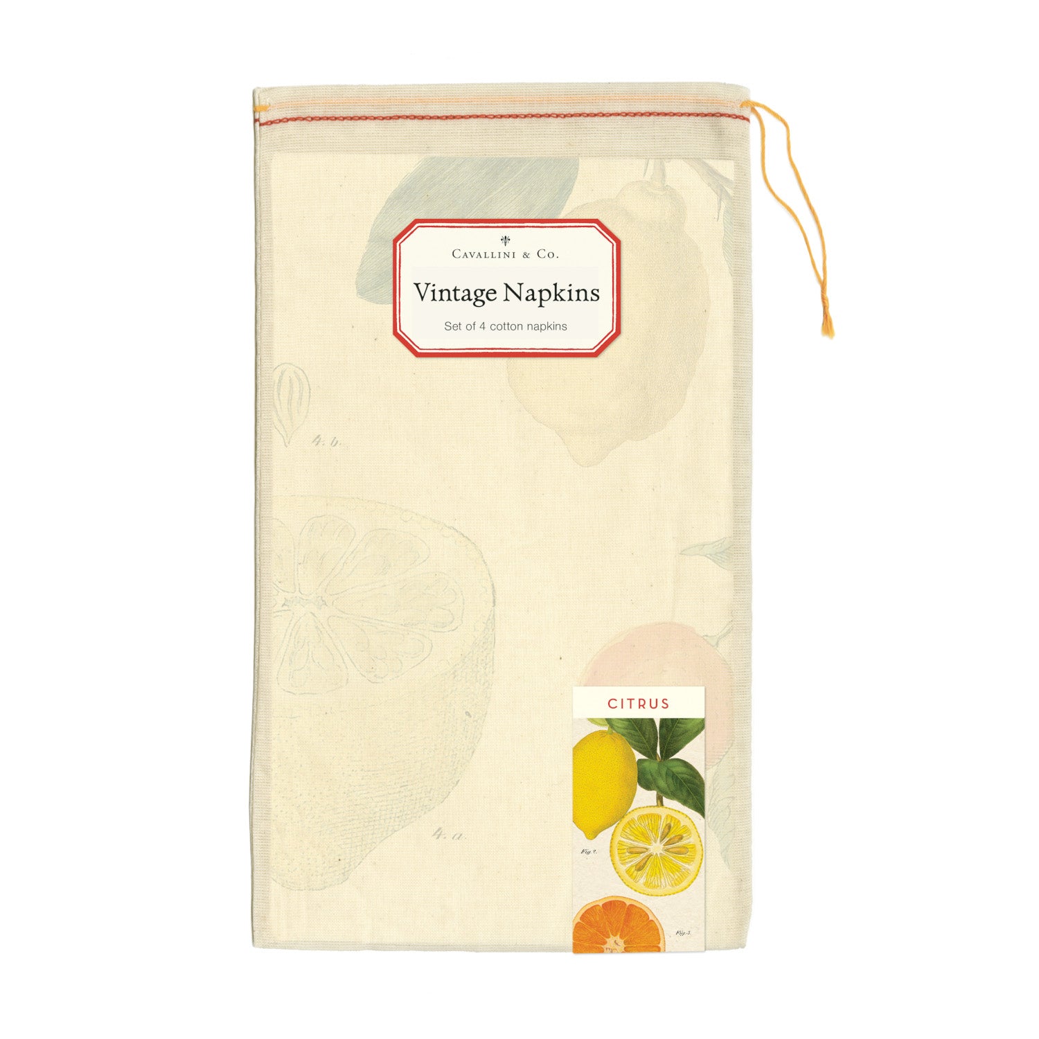 Premium 100% Cotton Citrus Print Cloth Napkins - Set of 4 Reusable Eco-Friendly Dinner Napkins for Parties, Weddings & Everyday Dining