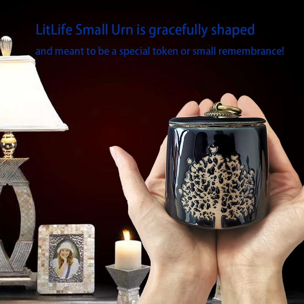 Small Cremation Urns for Human Ashes - Adult & Pet Memorial Keepsake Box (Tree of Life Blue Design) - Funeral Urn for Ashes of Loved Ones, Dogs & Cats - Perfect for Home Memorials, Scattering Ceremonies & Burial Services