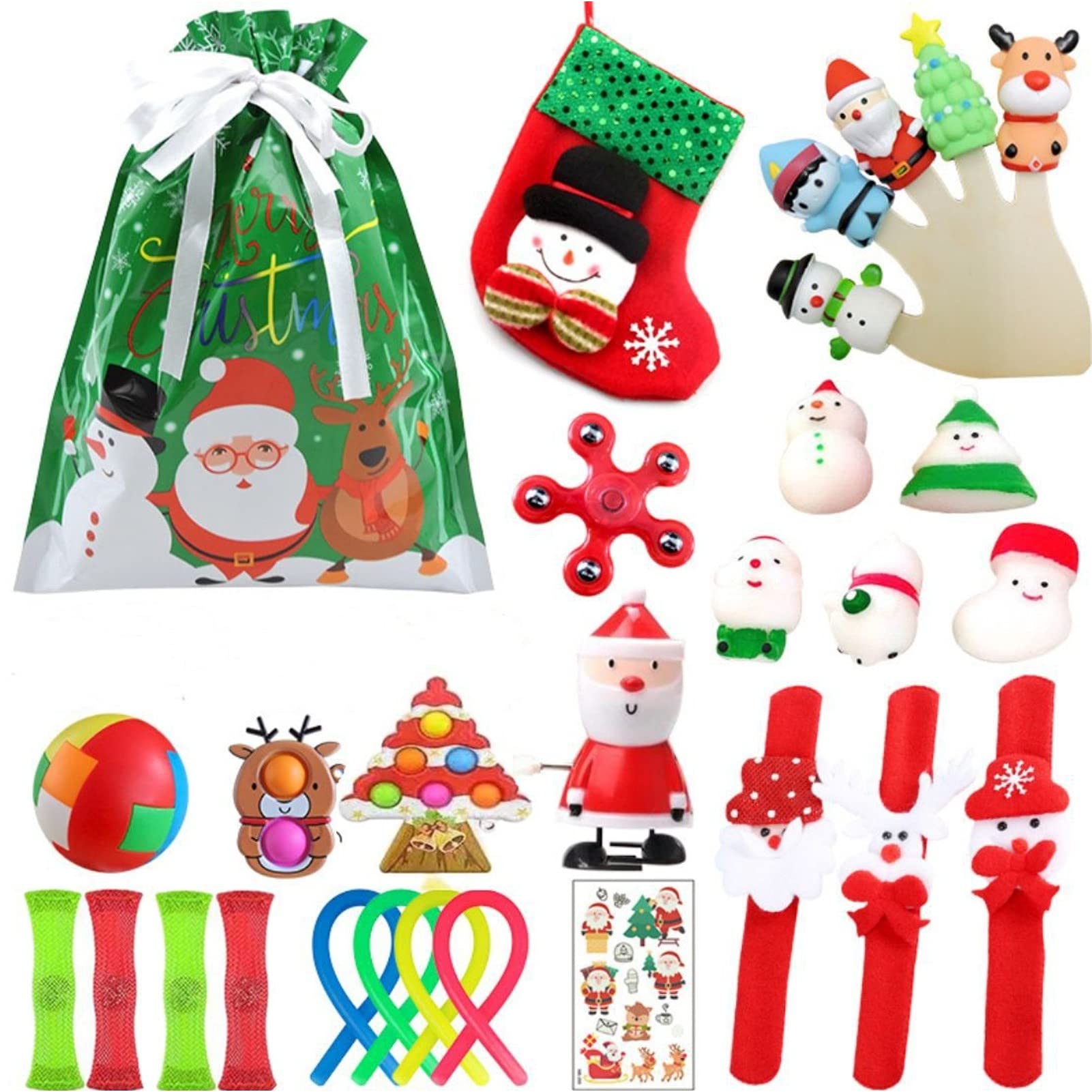Loveyc Christmas Advent Calendar 2021 - 28PCS Sensory Fidget Toys Pack for Kids, Teens & Adults - 24 Days Countdown Calendar Toy Set - Stress Relief Fidget Toys for ADHD, Autism & Anxiety - Perfect Holiday Gift for Christmas & New Year - Great for Classroom, Office & Home Use