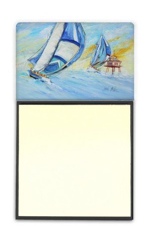Sailboat and Middle Bay Lighthouse Sticky Note Holder - Office Desk Organizer for Memos, Reminders & Notes - Perfect for Home, Office, and School Use
