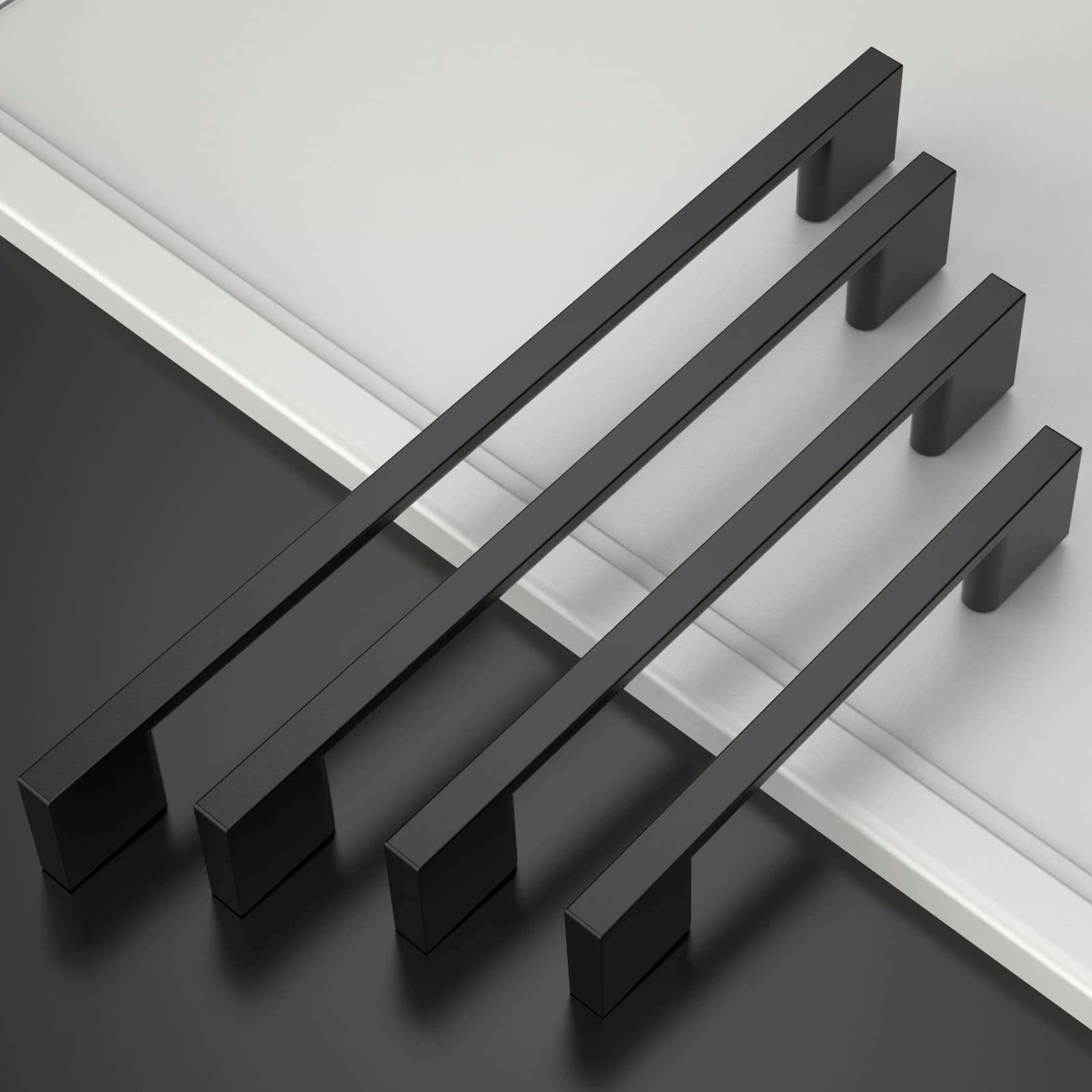10 Pack Matte Black Cabinet Pulls 5 Inch (128mm) Hole Centers - Amerdeco Kitchen Cabinet Handles & Drawer Pulls for Cabinets, Cupboards, Dressers - Durable Cabinet Hardware for Modern & Farmhouse Kitchen Renovation