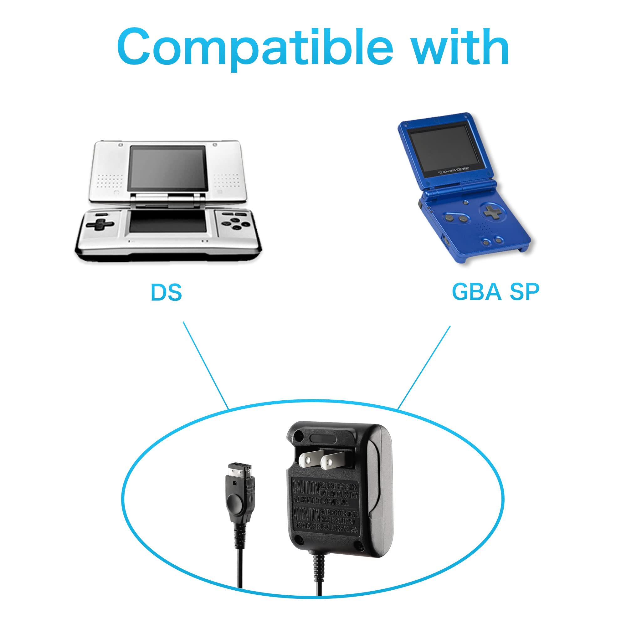 Xahpower AC Adapter Charger for Nintendo Gameboy Advance SP & NDS - 5.2V 450mA Wall Power Cord with Travel Case - Perfect for Gaming On-The-Go & Home Console Charging