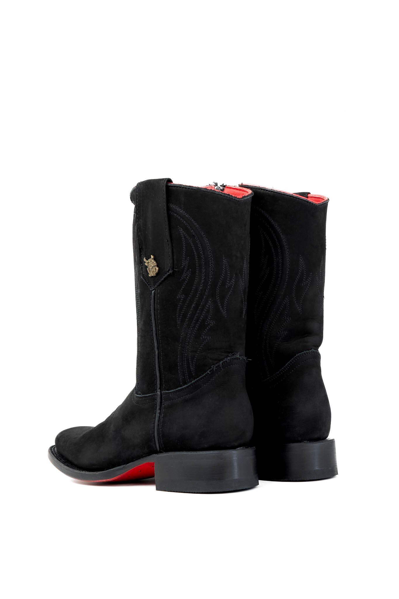 Rock'em Suede Red Bottom Zipper Rodeo Cowboy Boots for Women - Western Fashion Ankle Booties with Side Zipper for Country Dance, Rodeo & Night Out