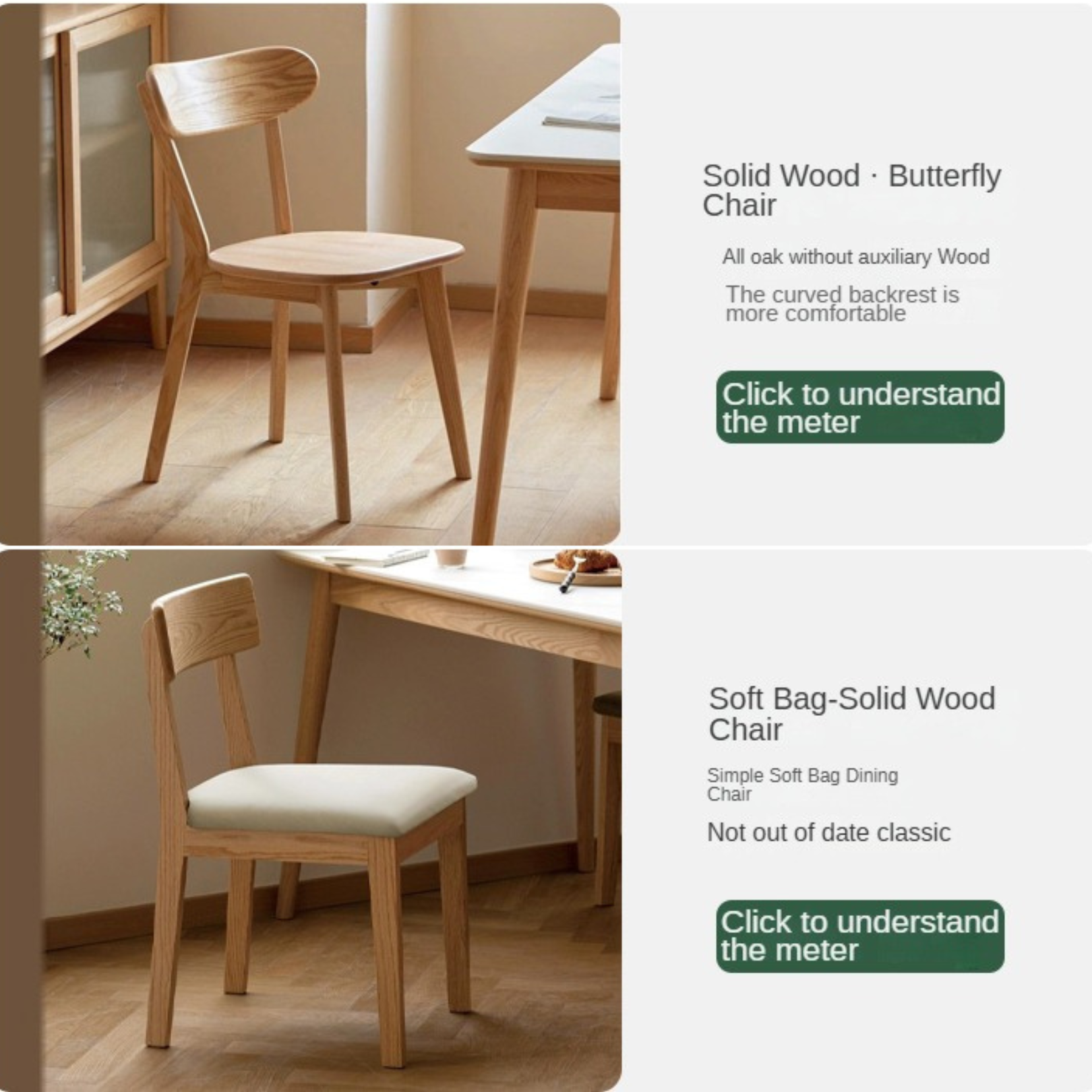 Solid Oak Wood Slanted Leg Square Dining Table - Modern Farmhouse Style for Kitchen, Dining Room & Small Spaces