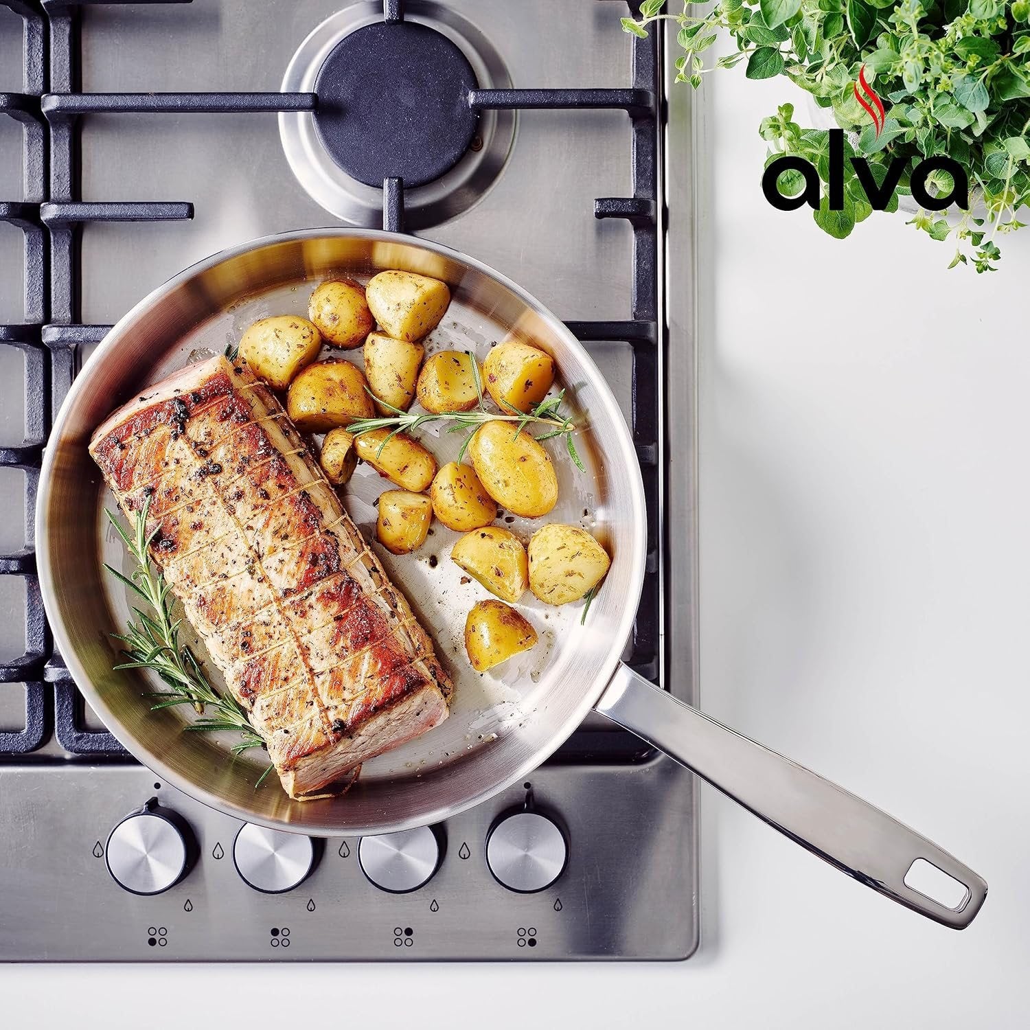 Alva Maestro 8 Inch Stainless Steel Nonstick Frying Pan Skillet - Perfect for Sautéing, Frying & Cooking Eggs