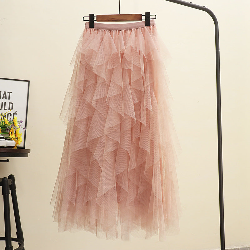 Women's Irregular Mesh Layered Cake Skirt - Fluffy Long Fairy Skirt for Boho Chic & Festival Outfits | Perfect for Concerts, Date Nights & Photo Shoots