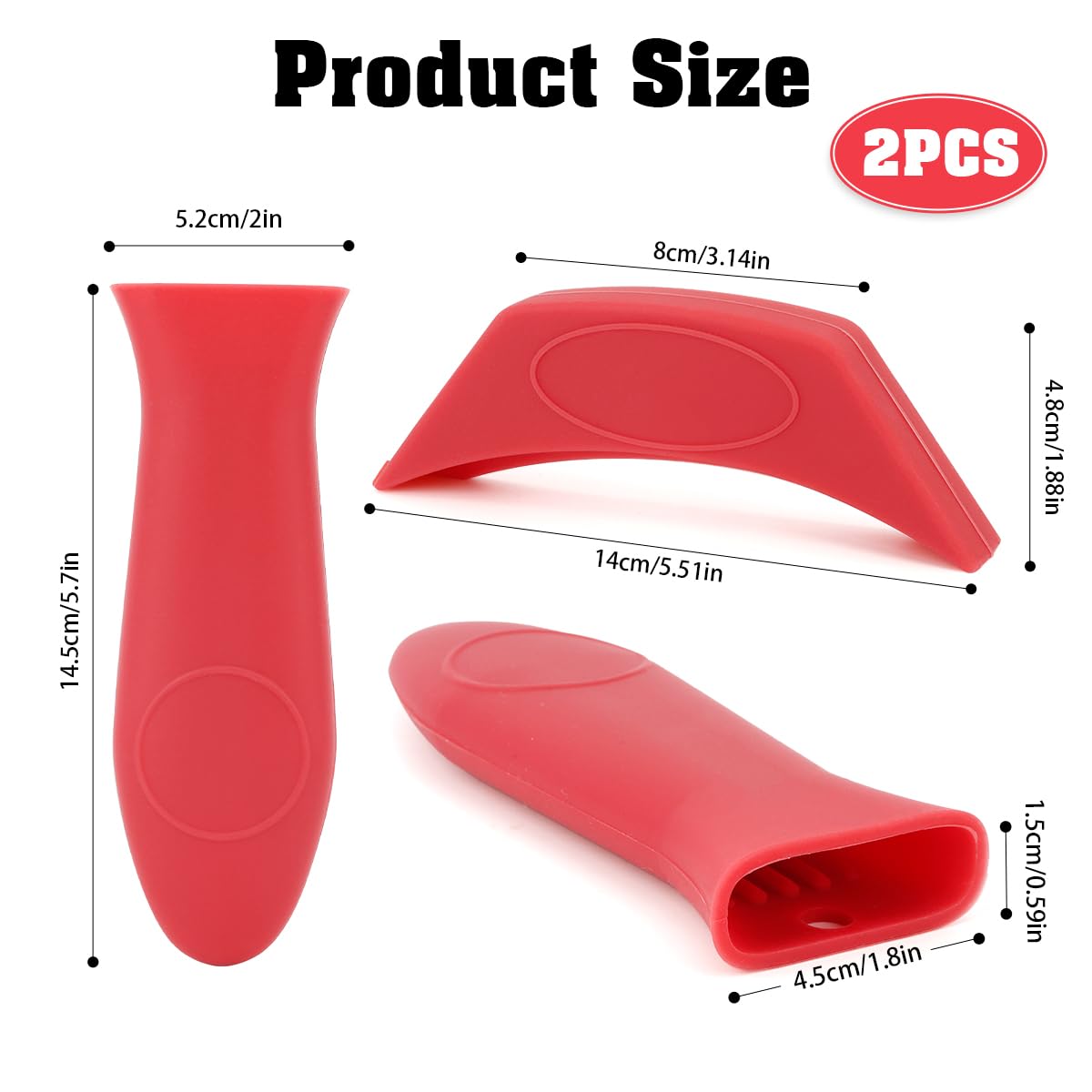 Heat Resistant Silicone Pot Handle Covers (2-Pack) - Cast Iron Skillet Handle Protectors for Frying Pans, Griddles & Cookware - Perfect for Stovetop Cooking, Grilling & Kitchen Safety