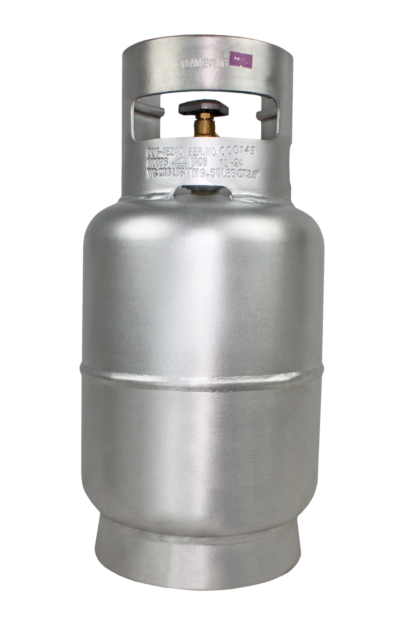 Flame King 10LB Aluminum Propane Tank with OPD Valve - Lightweight, Corrosion-Resistant, Rust-Free Propane Cylinder for Grilling, BBQs, Camping, Fishing & Outdoor Activities | Perfect for Backyard Cookouts, RV Trips, and Marine Use