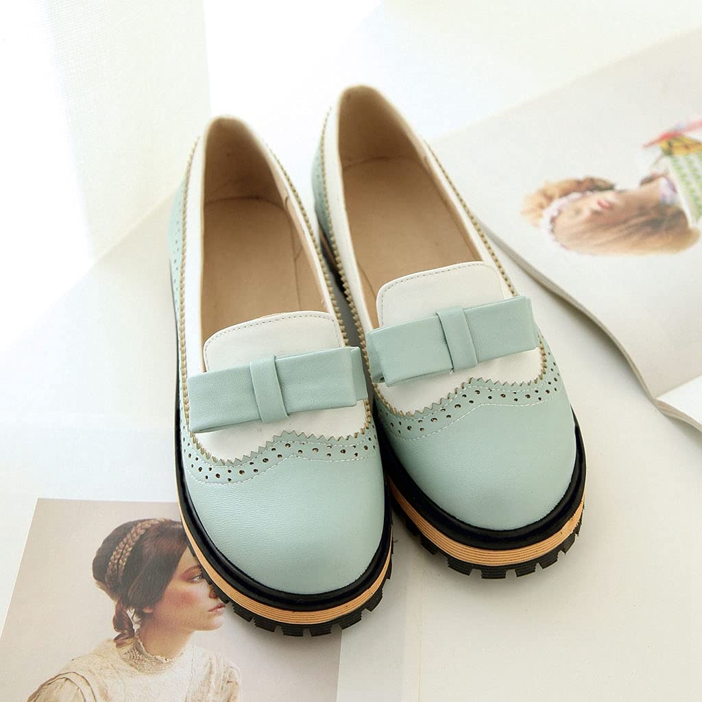 MIOKE Women's Classic Bowtie Slip-On Loafers - Round Toe Leather Ballet Flats with Pearl Accents for Comfort & Style | Perfect for Office, Wedding & Casual Outfits