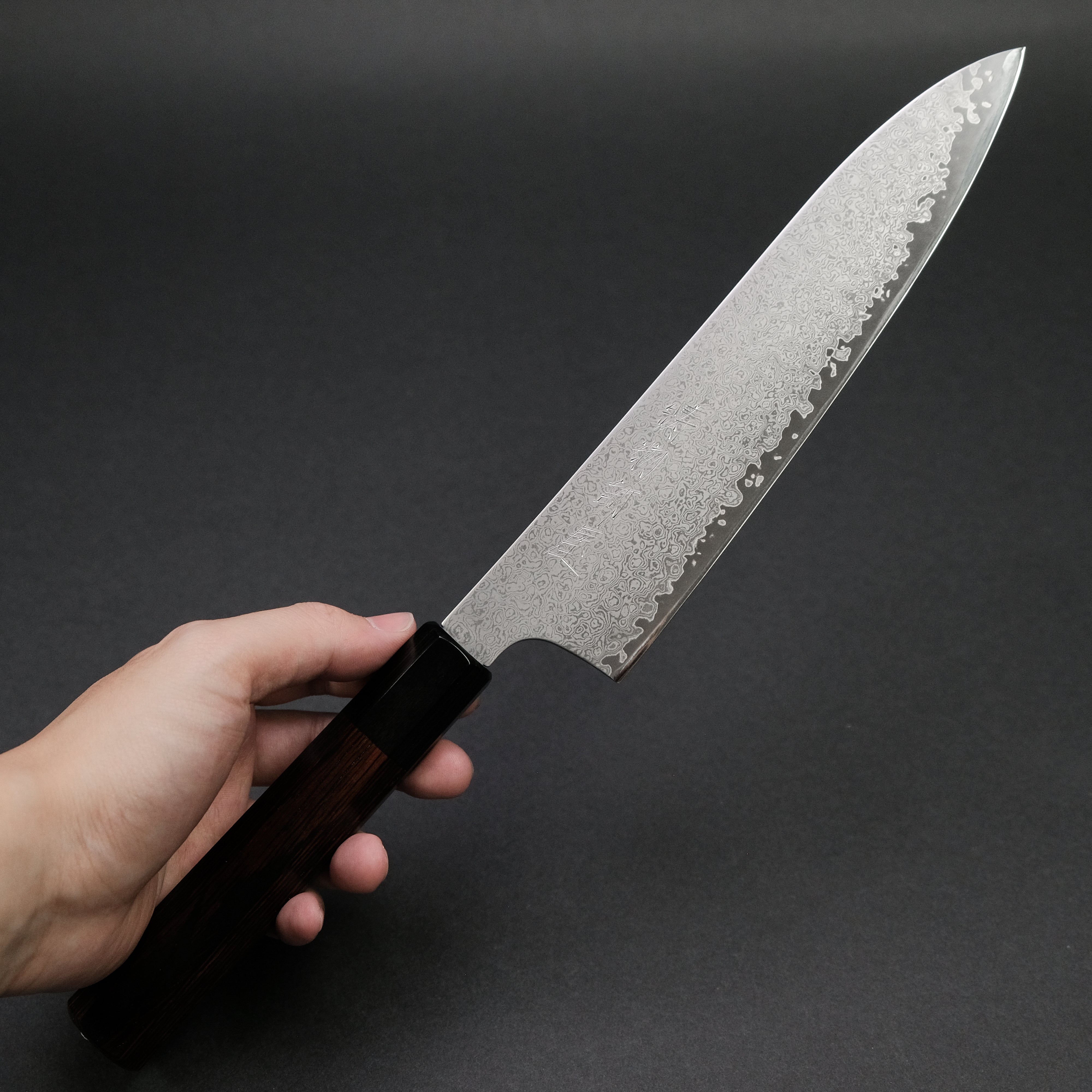 Hitohira Imojiya TH Damascus Gyuto 210mm Chef Knife - Red Pakka Wood Handle - High Carbon Steel Japanese Kitchen Knife for Professional Chefs & Home Cooking