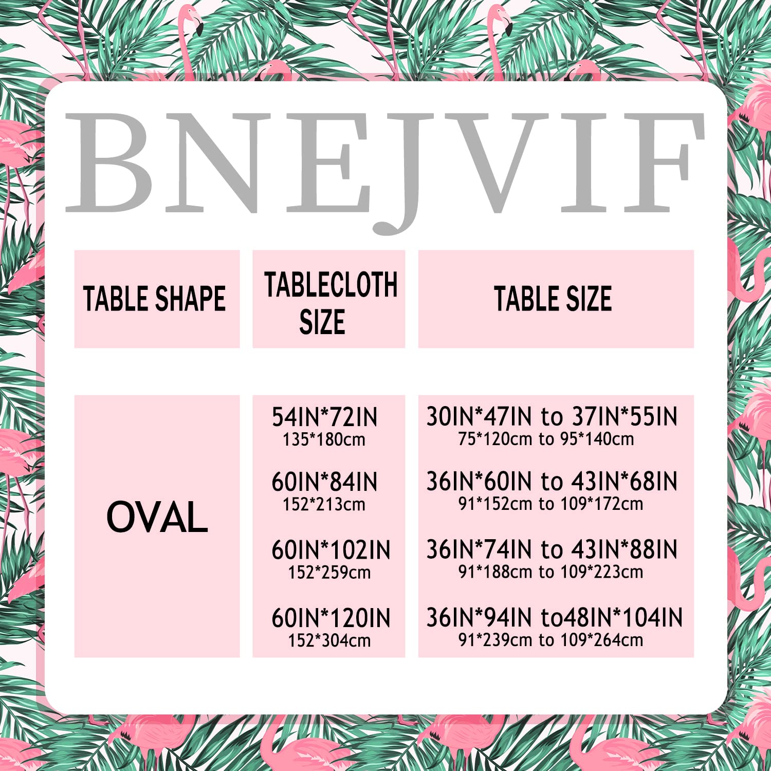 Bnejvif Flamingo Oval Tablecloth - Pink Floral Waterproof Wrinkle-Free Table Cover for 60x84 Inch Oval Tables | Perfect for Summer Parties, Outdoor Dining & Picnics