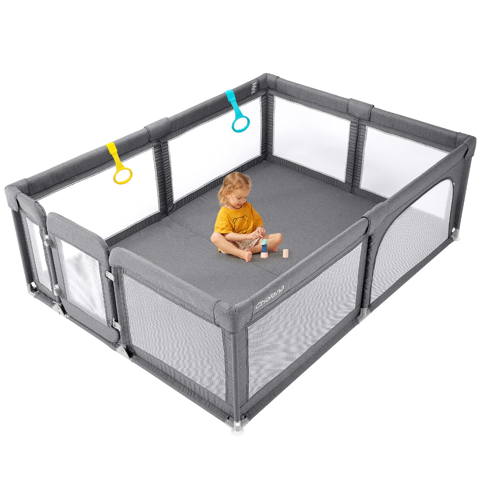 Large Baby Playpen for Babies & Toddlers - 79”x59” Safety Play Yard with Door, Sturdy Baby Fence & Soft Breathable Mesh - Perfect for Indoor Playtime, Nursery Safety & Toddler Play Area (Cationic)