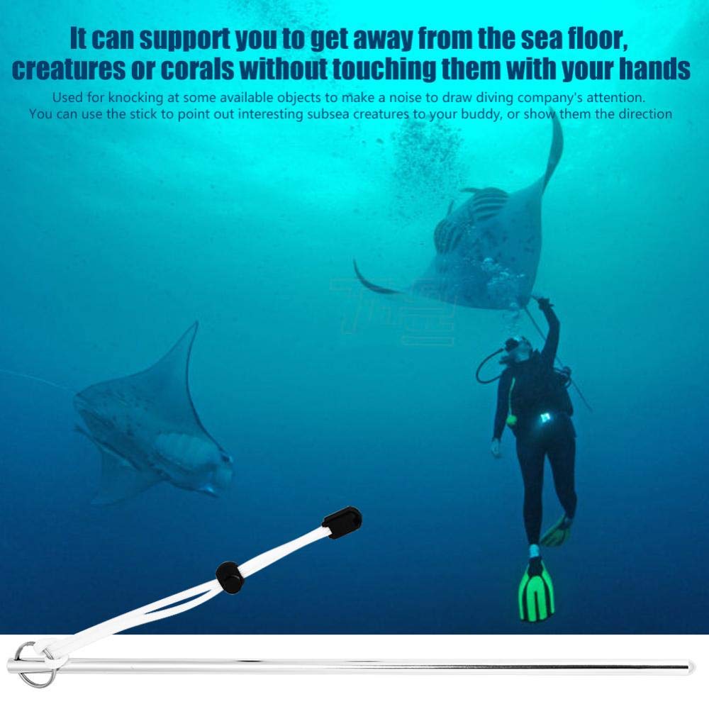 **Keenso Aluminum Alloy Diving Noise Maker Stick with Parachute Lanyard – Underwater Safety Tool for Scuba Diving, Snorkeling & Rescue Signaling (Silver with White Bracelet)**