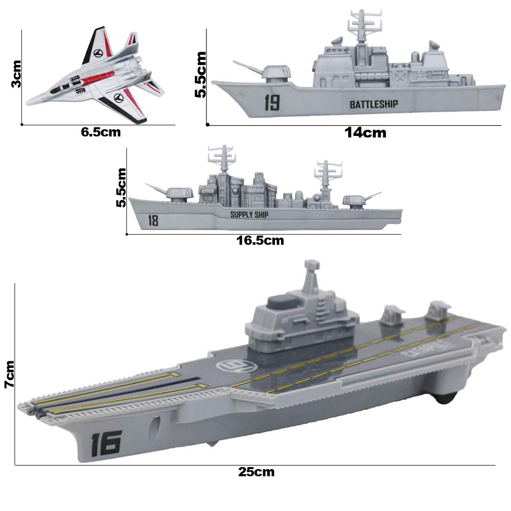 deAO Aircraft Carrier Toy Set with Mini Planes, Supply Ship & Battleship - Military Naval Play Set for Boys & Girls - Perfect for Kids' Battleship Games & Imaginative Play