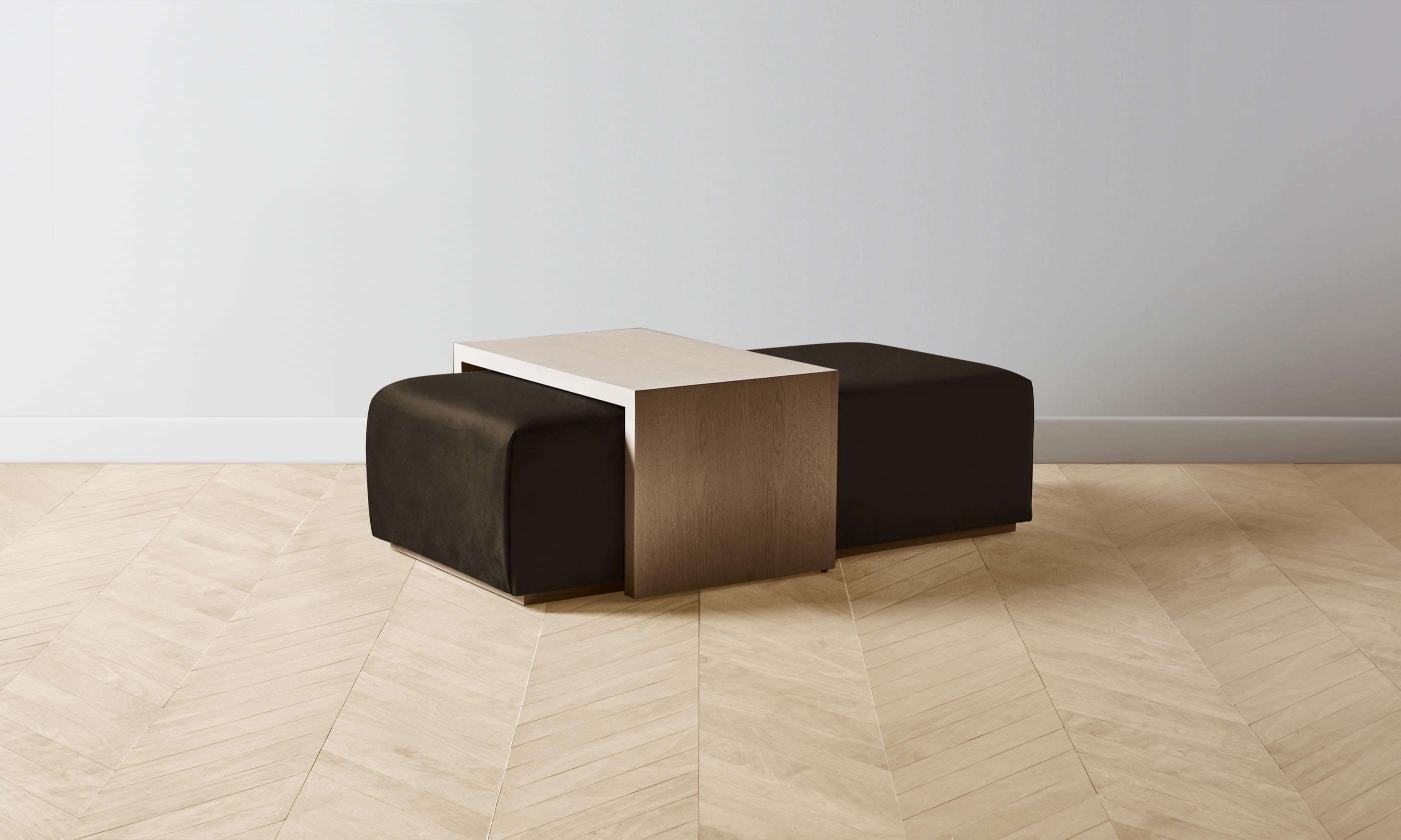 The Bowery Ottoman - Premium Nubuck Leather in Espresso Brown | Modern Footrest & Living Room Accent Piece