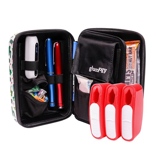 Glucology™ Diabetes Travel Essentials Kit - Cactus Plus Travel Case with 3X Sharps Disposal Containers | Portable Blood Sugar Management for Diabetics on the Go | Perfect for Air Travel, Road Trips & Daily Commute
