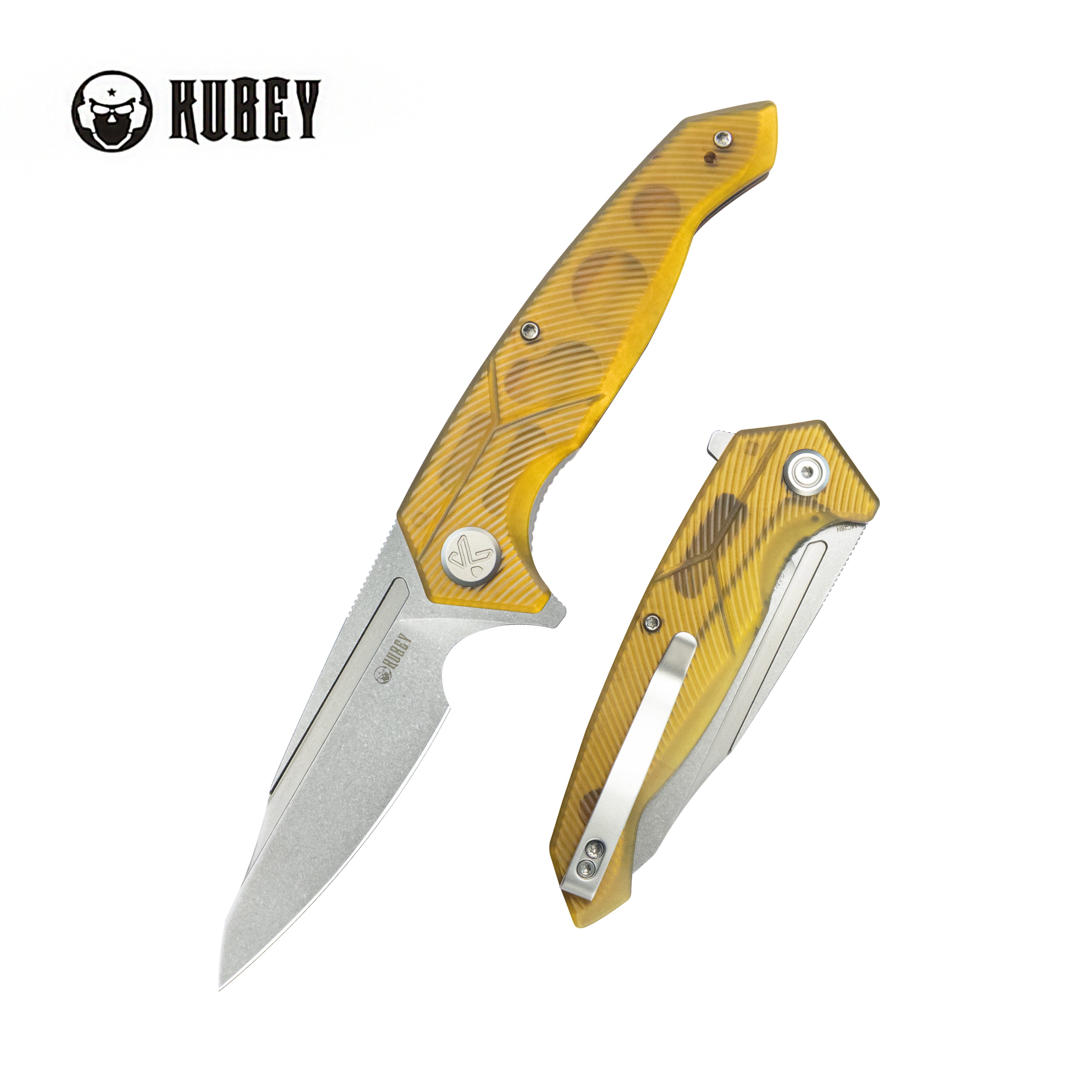 Kubey RBC 1 Outdoor Flipper Knife - Ultem Handle, 3.46