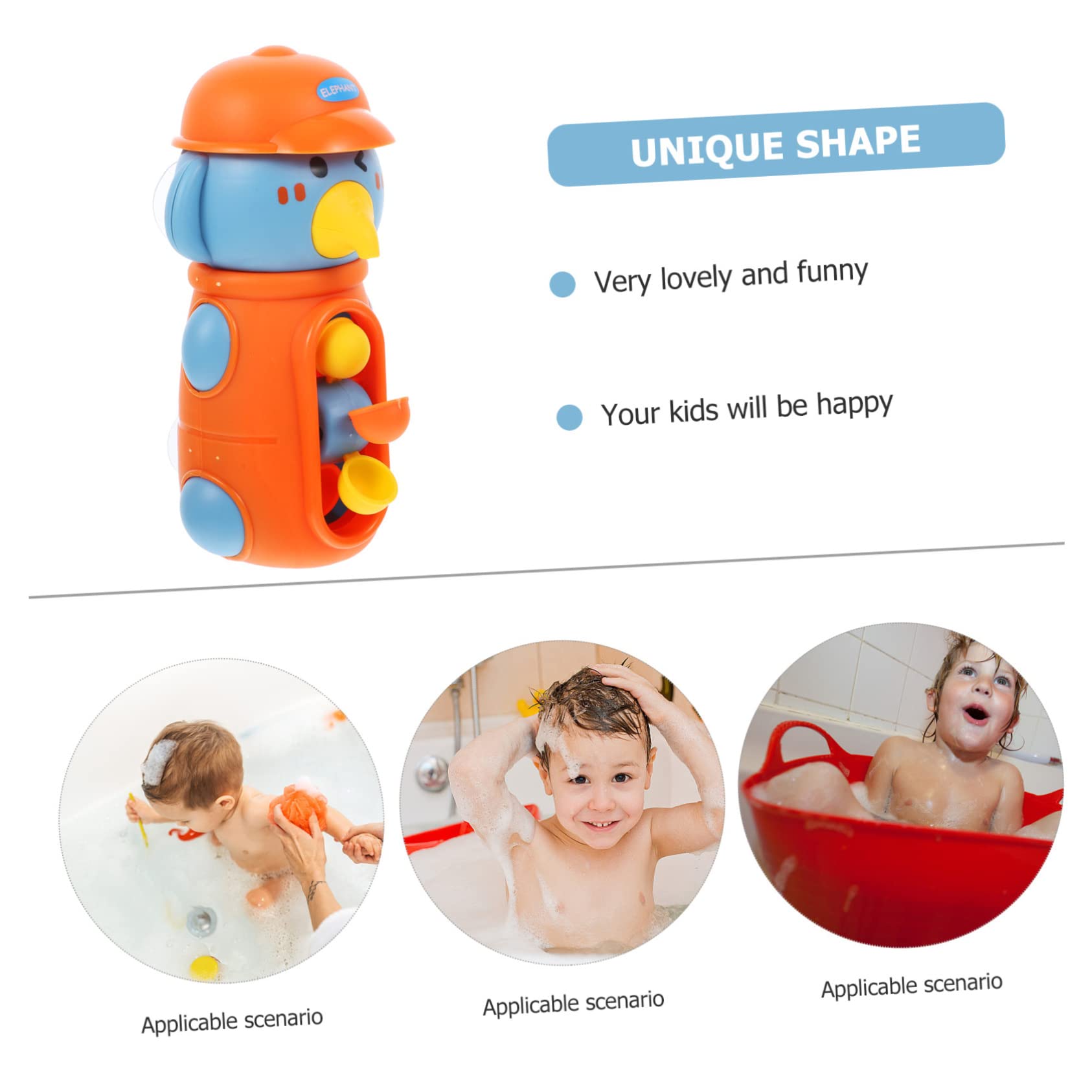 HEMOTON 4-Piece Bath Waterfall Car Toy Set - Bathtub Spray & Squirt Toys with Waterwheel for Kids - Fun Bath Time Play for Toddlers & Children