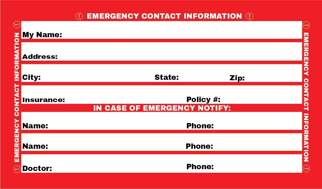 Emergency Medical ID Card with Contact Info - Resealable Vertical Badge Holder (Red) for First Responders, Travel Safety & Medical Alert Identification