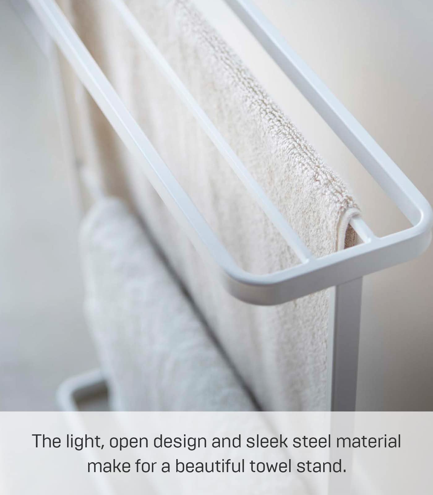 Yamazaki Home Bath Towel Hanger - Stainless Steel Wall Mounted Bathroom Organizer for Towels & Robes | Space Saving Storage Holder & Drying Rack | Perfect for Small Bathrooms, Laundry Rooms & Spa Areas