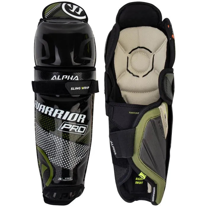 Warrior Alpha Pro Hockey Shin Guards for Junior Players - Lightweight Protective Gear for Ice Hockey & Street Hockey Training